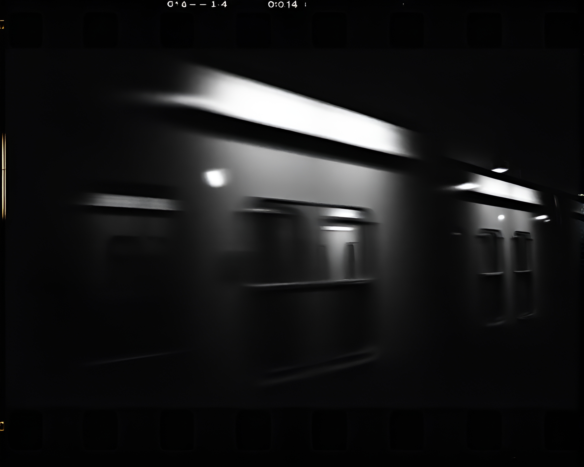 Film Noir Train Station with Sprocket Holes – free AI stock image