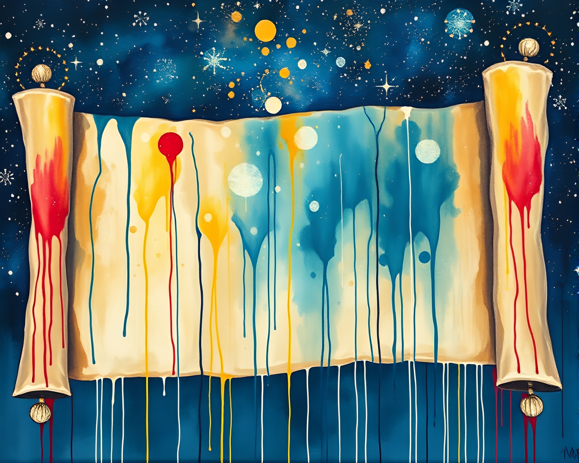 Mystical Ancient Scroll under Starlit Sky – free AI stock image