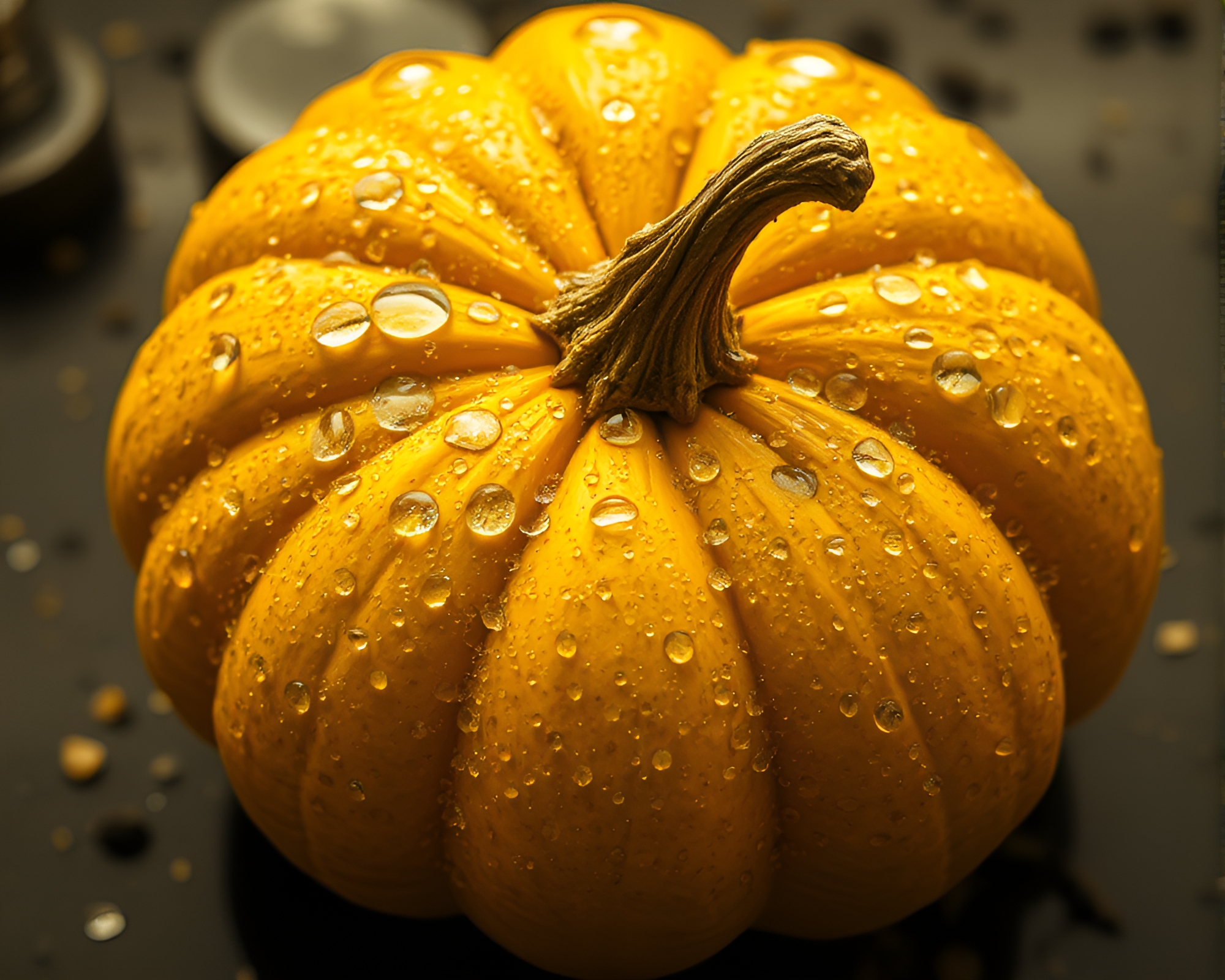 Enchanting Pumpkin Pie Dew Drops Composition – free AI stock image
