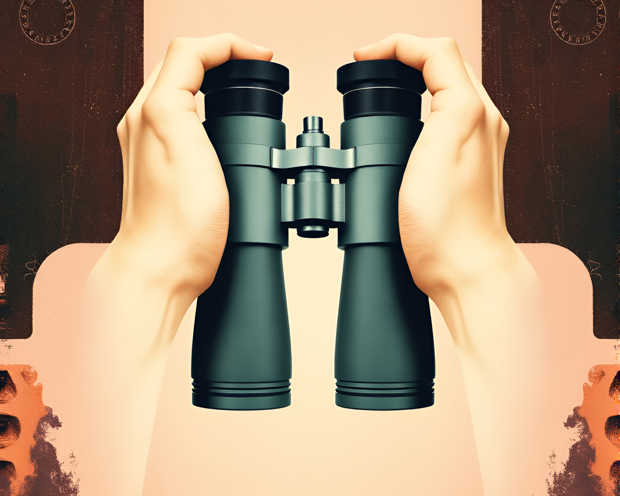 Symmetrical Binoculars: A Muted Collage of Perspectives – free AI stock image