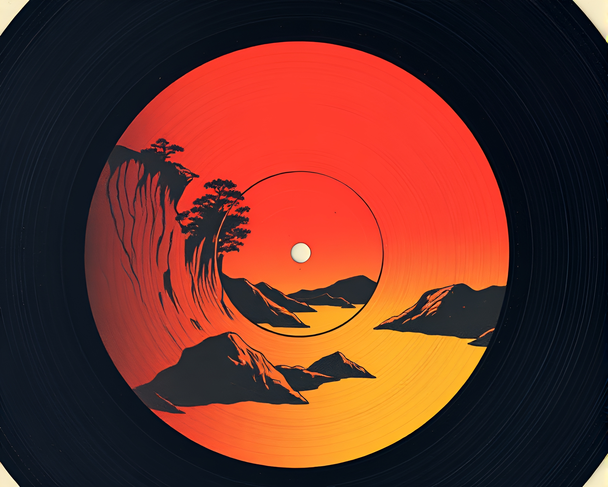 Retro Futurism Vinyl Record Exploration – free AI stock image