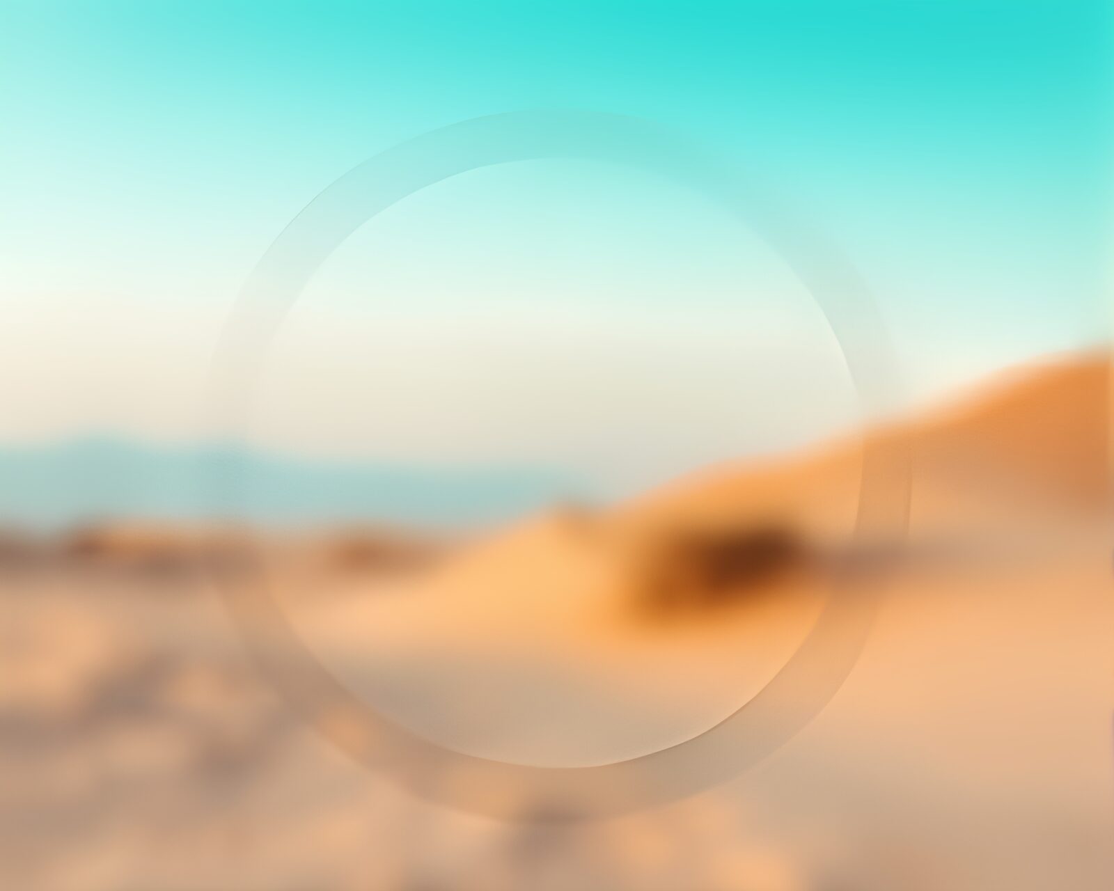 Circular frame with time field in sandy bokeh desert
