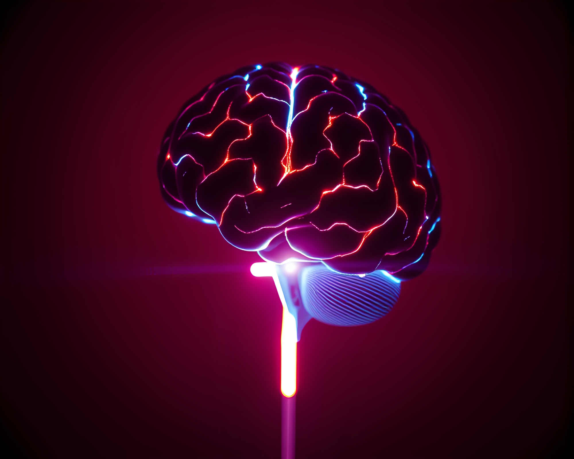 Neon AI Brain in Fisheye Silhouette: Futuristic Concept Art – free AI stock image