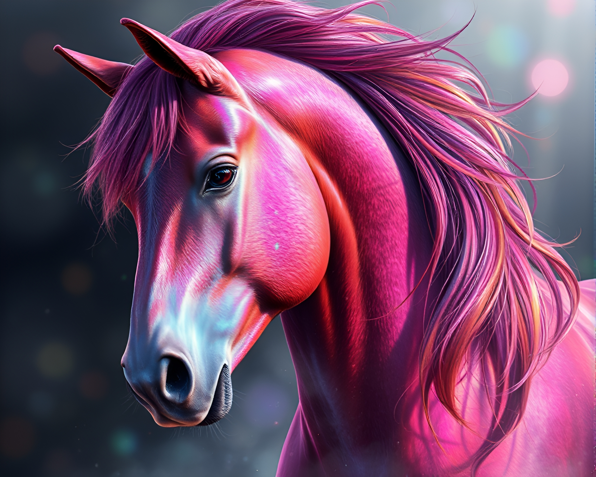 Wild Stallion in Soap Film Iridescence Editorial Illustration – free AI stock image