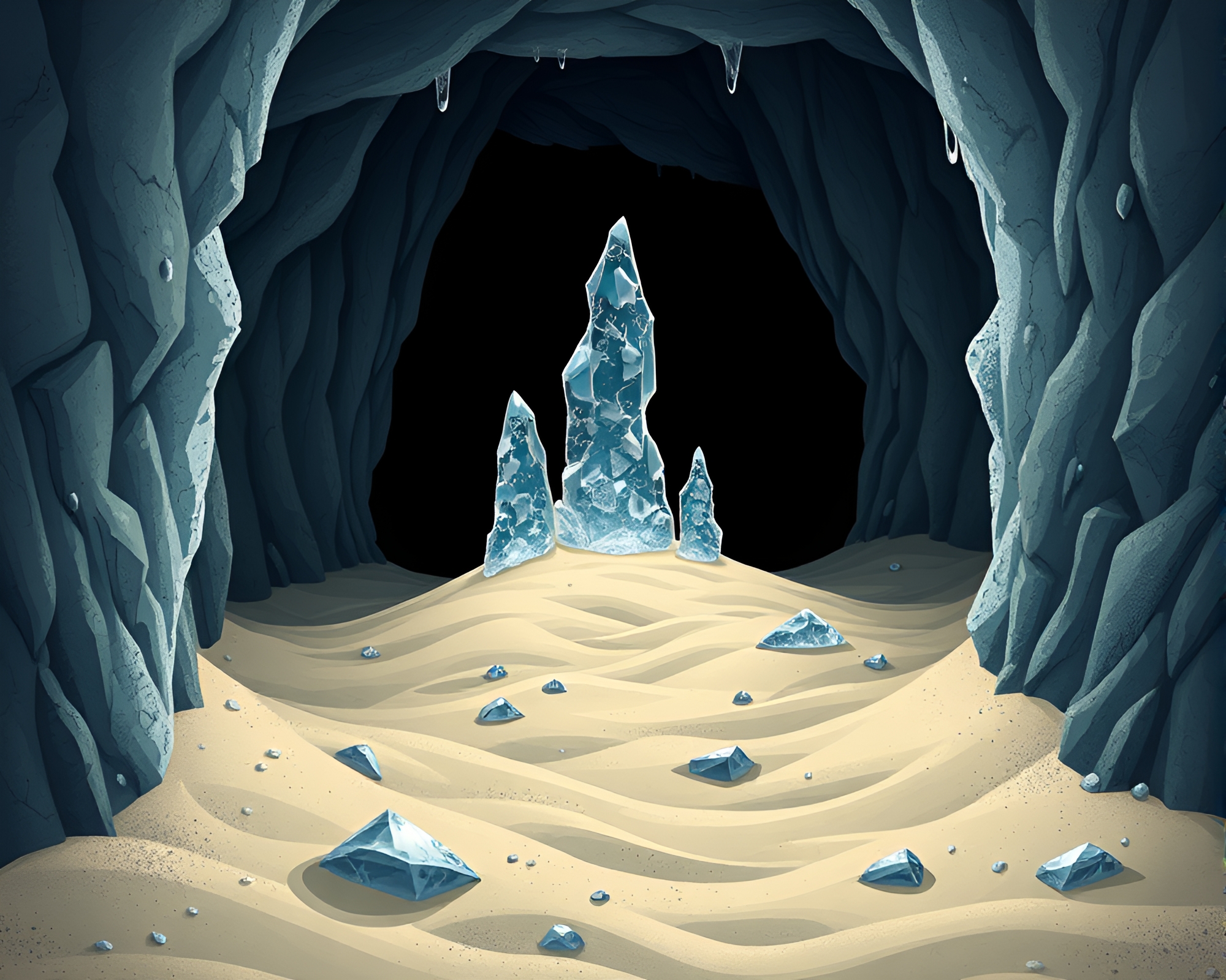 Frozen Desert Art: Ice Crystals on Sand Dune – free AI stock image