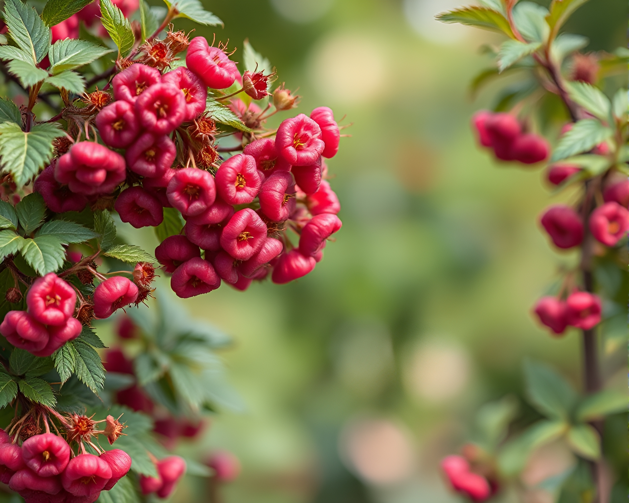 Raspberry Bush Natural Frame with Holographic Sheen – free AI stock image