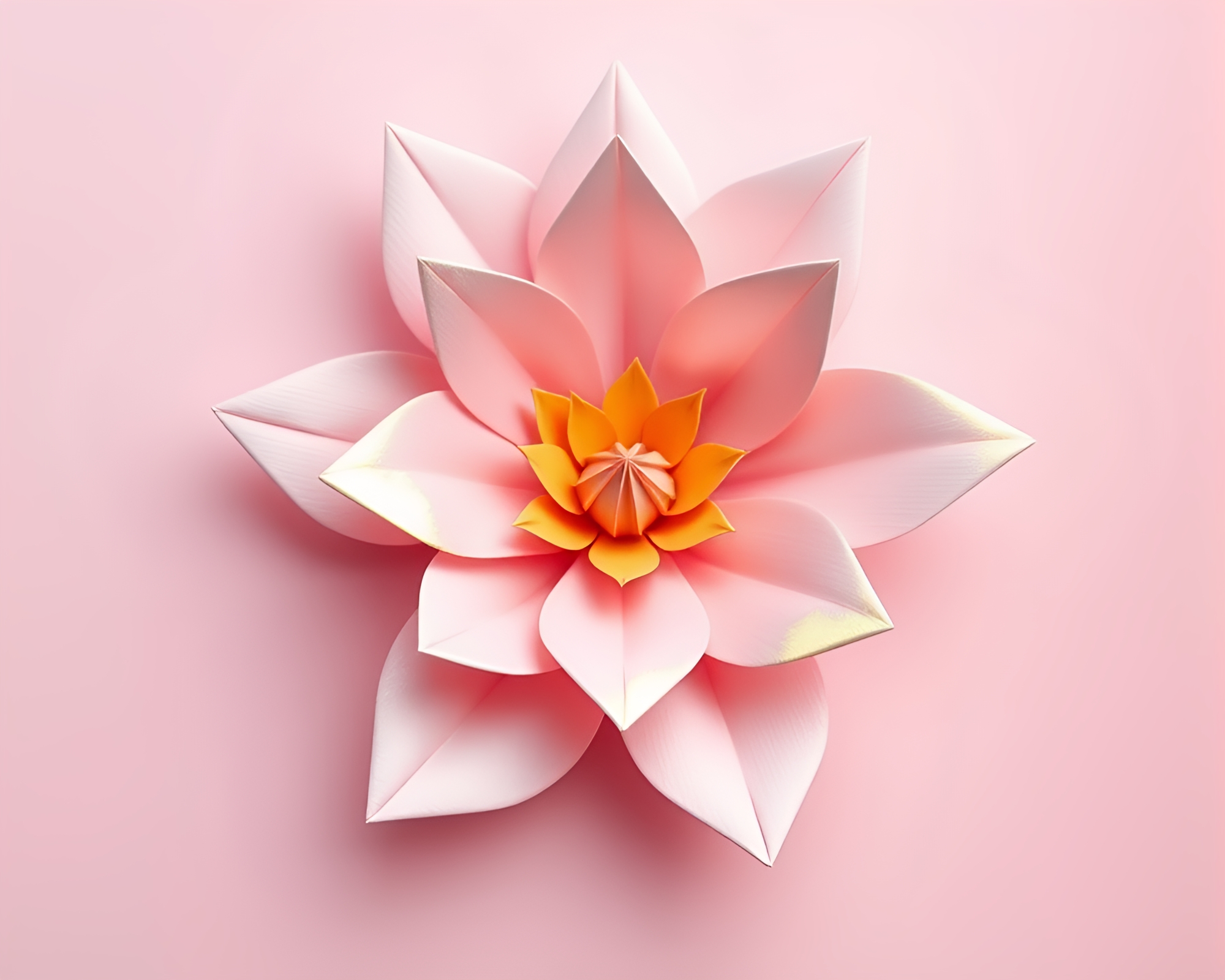 Soft Blush Origami Flower with Gold Foil Highlights – free AI stock image