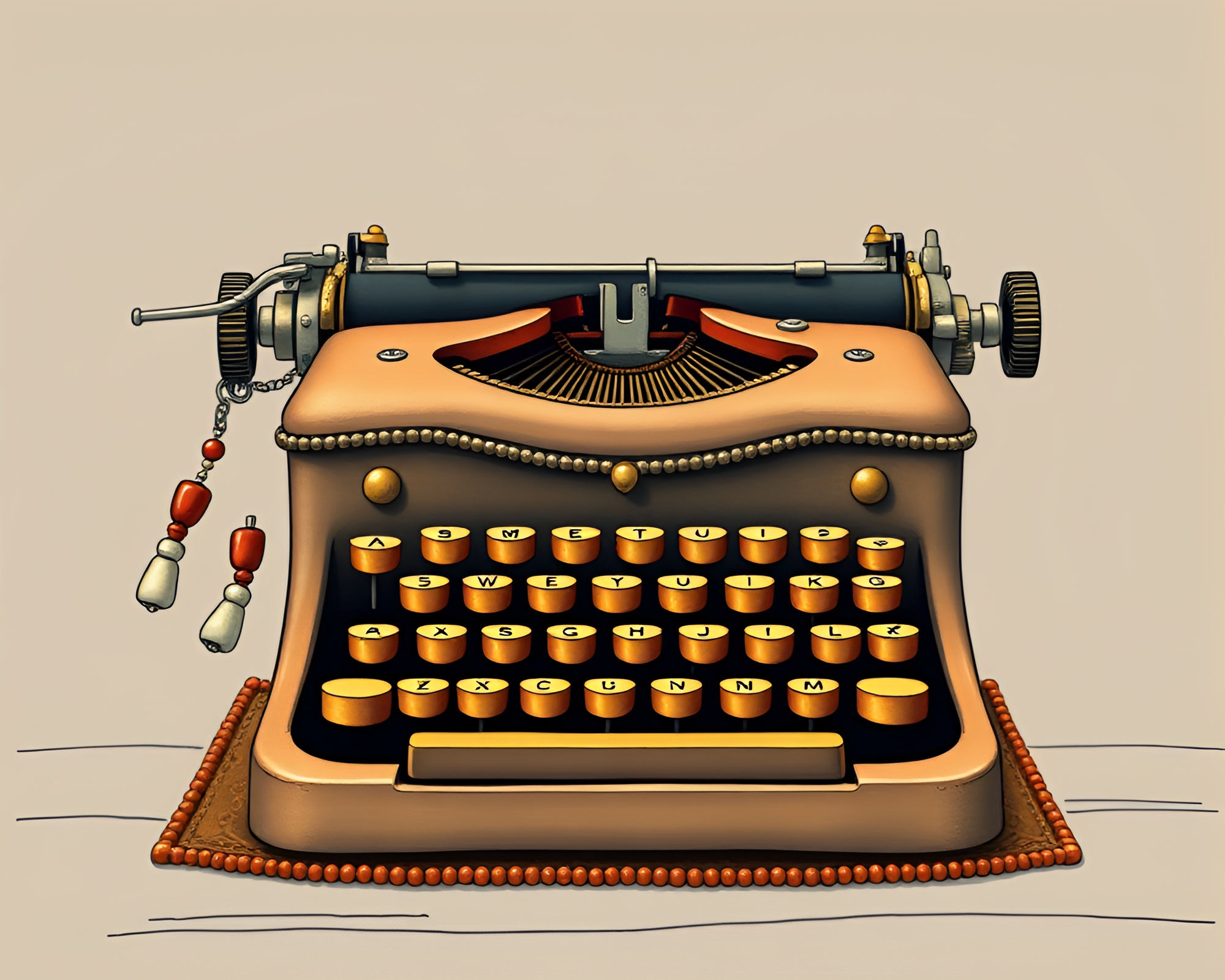 Vintage Typewriter Adorned with Intricate Beadwork Details – free AI stock image