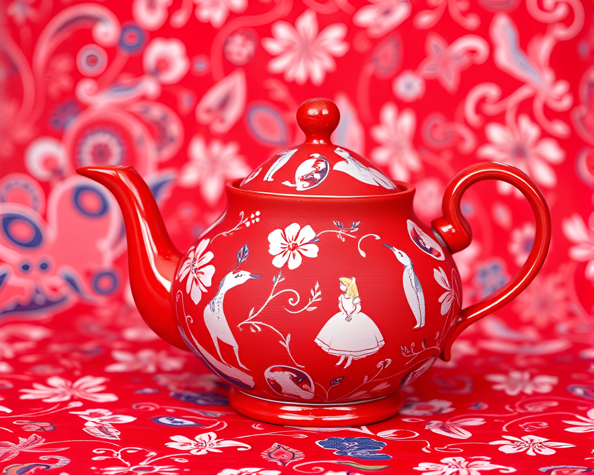 Alice in Wonderland Tea Party with Duotone Fabric Folds – free AI stock image