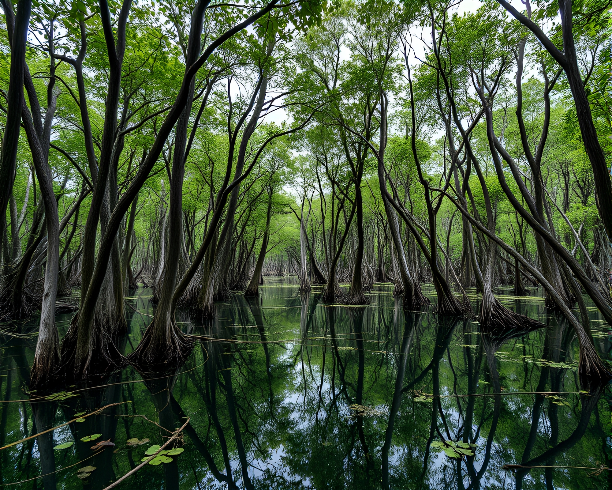Tilted Mangrove Swamp: A HDR Procedurally Generated Fantasy – free AI stock image