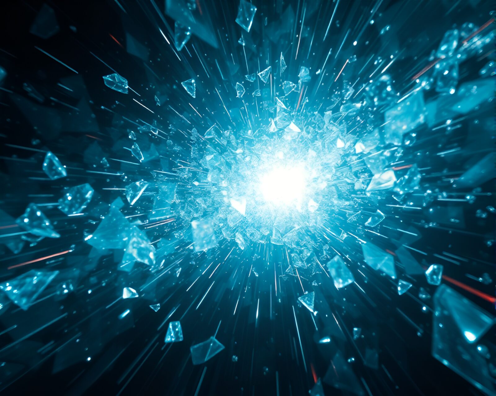 Abstract cubist depiction of a multiverse portal with glass shards