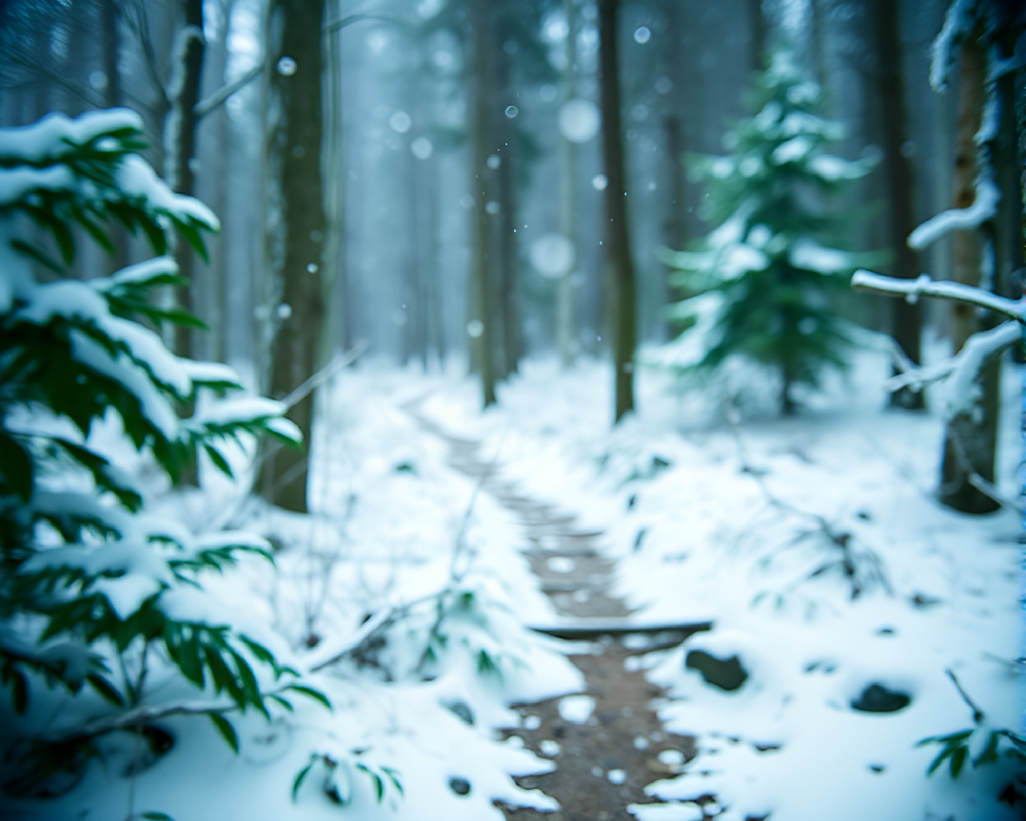 Enchanted Winter Wonderland Forest Split Focus Diopter – free AI stock image