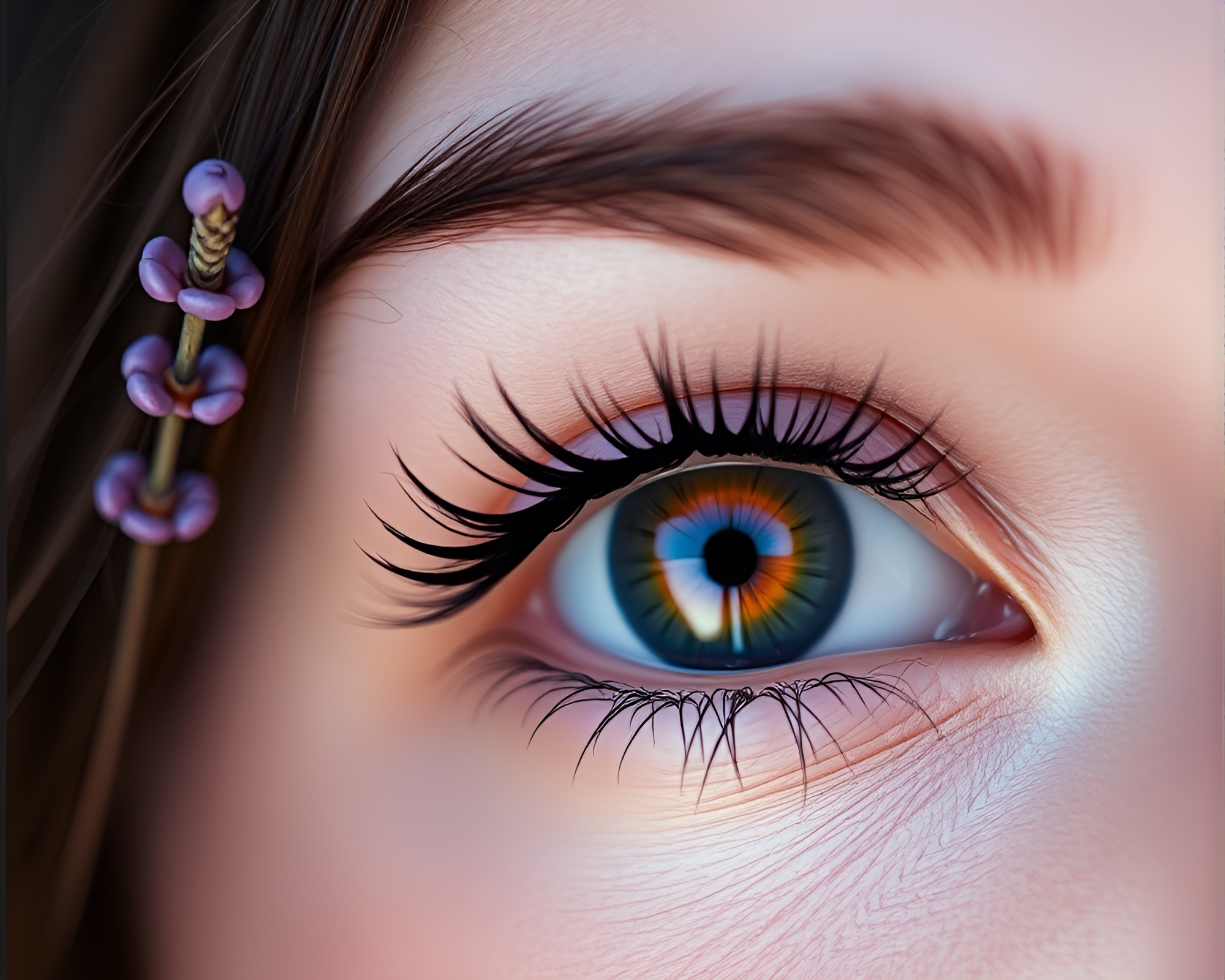 Twilight Embroidered Smart Contact Lens Cross-processed Art – free AI stock image