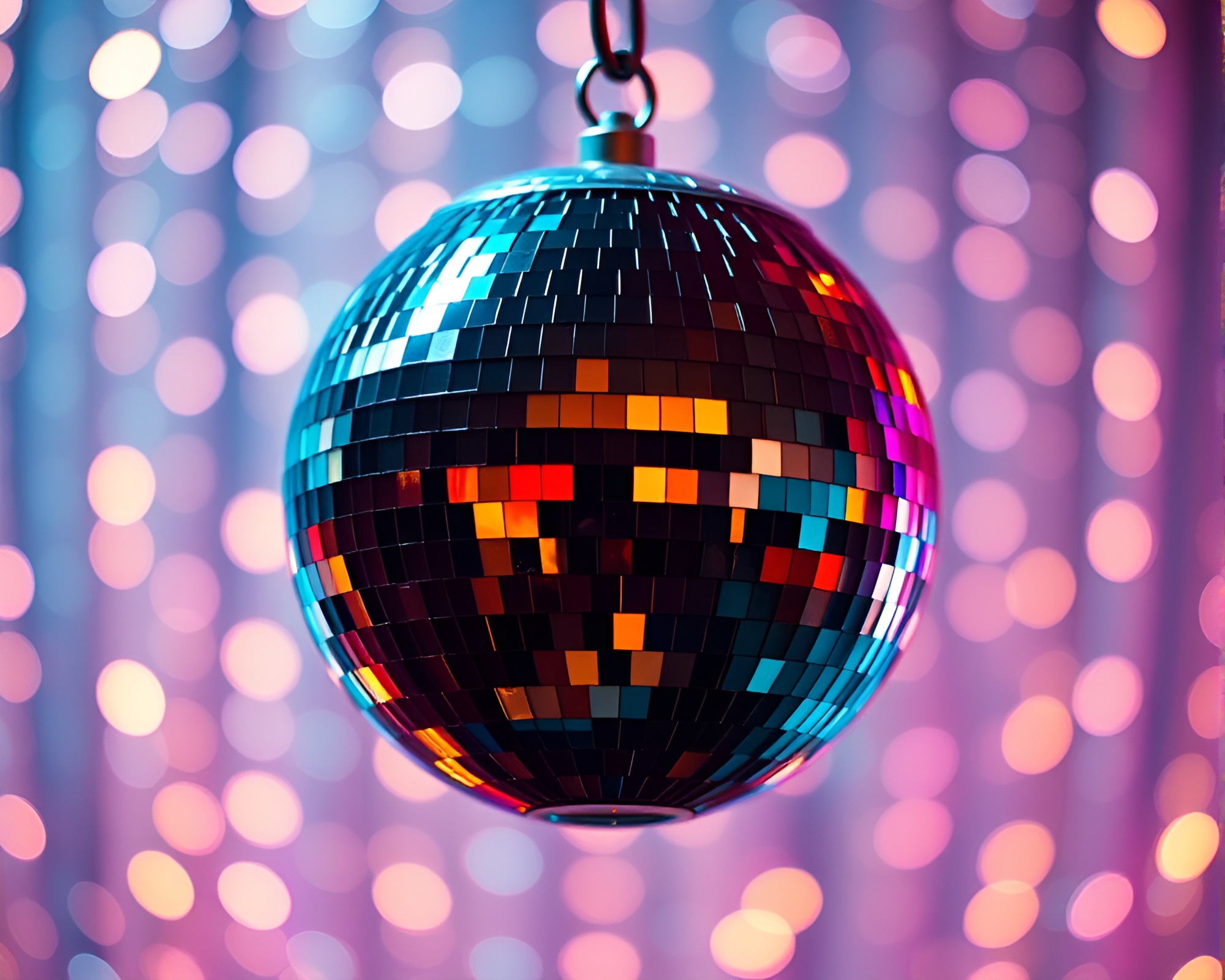 Neon Nymph Under Glittering Disco Ball – Retro Futurism Fantasy – free AI stock image