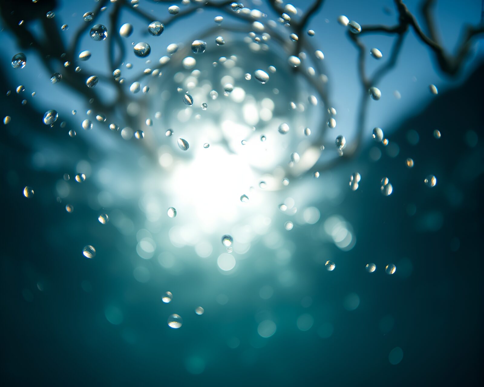 Mesmerizing image of underwater dome with shadowed eclipse effect