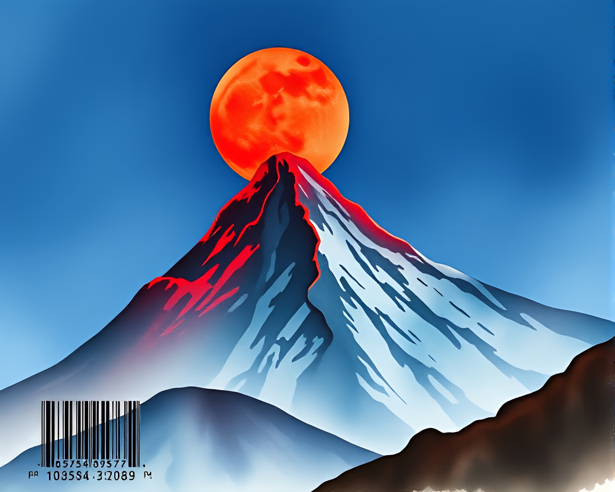 Mountain Goat Under Volcano Glow Barcode Stripe – free AI stock image