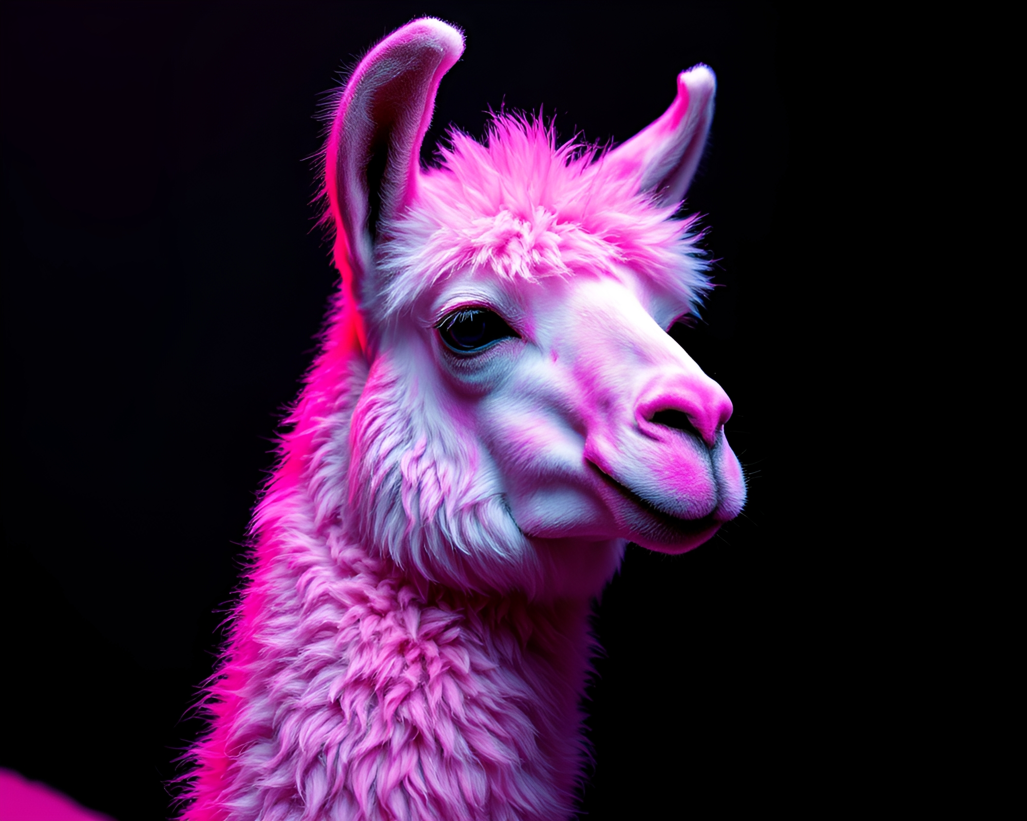 Llama in Noir Color Pop Surreal Shift – free AI stock image