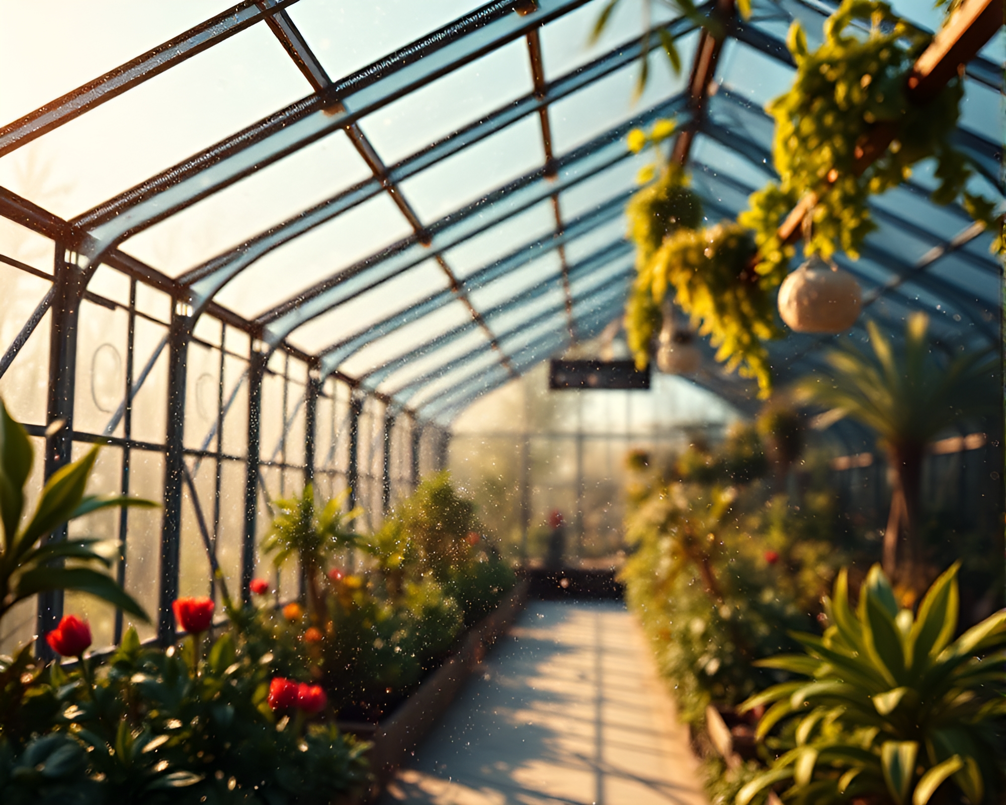 Enchanted Glass Greenhouse Under Stardust Ambience – free AI stock image