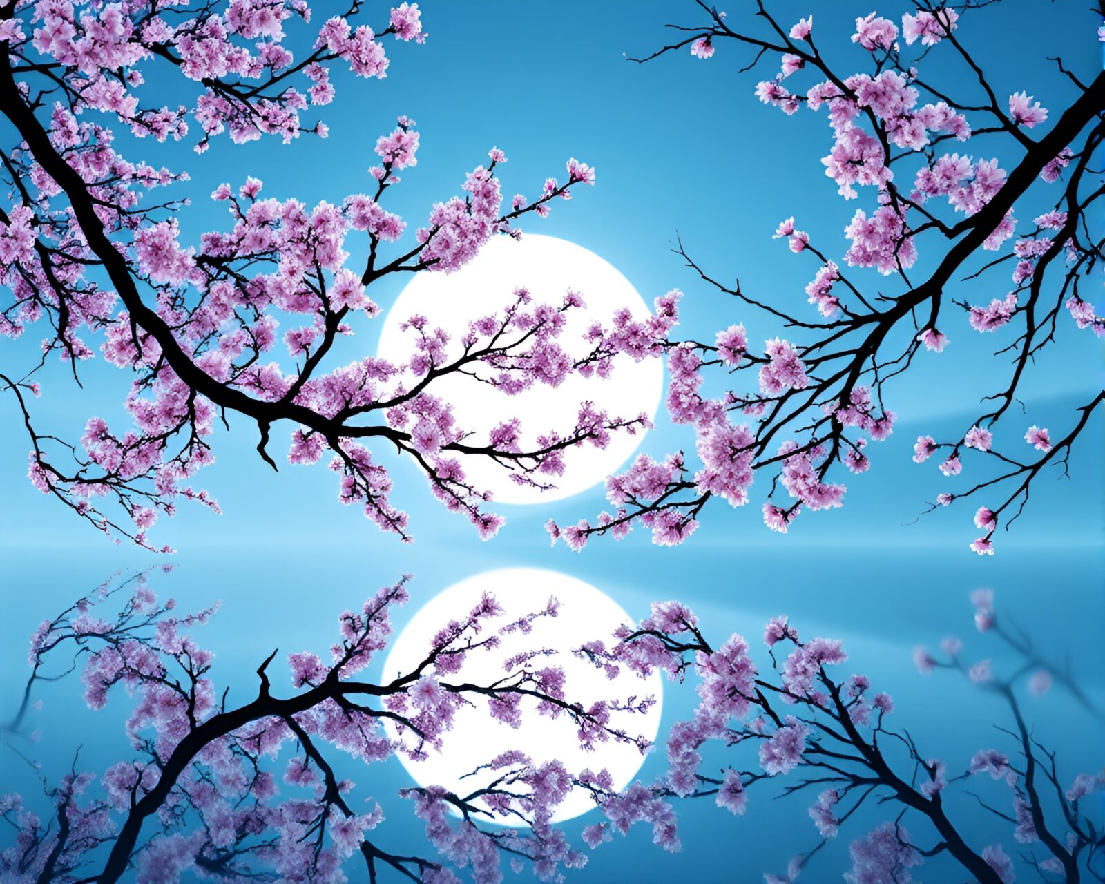 Maximalist design of a silhouette reflecting spring blossom in steel-blue finish