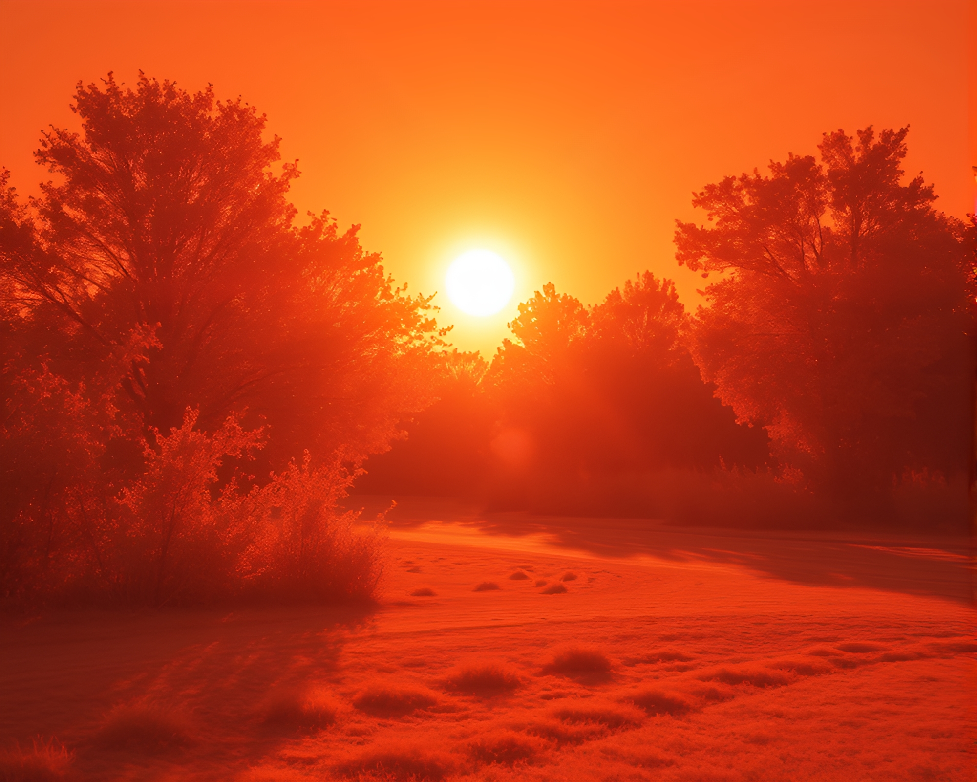 Android in Tri-Tone Infrared Sunset – free AI stock image
