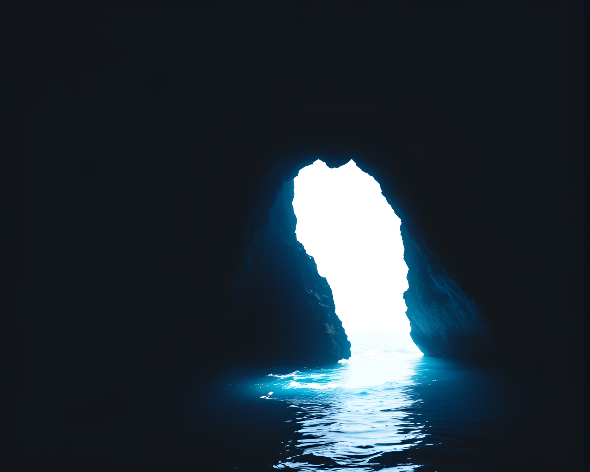 Ancient Cave Painting: Ocean Silhouette – free AI stock image