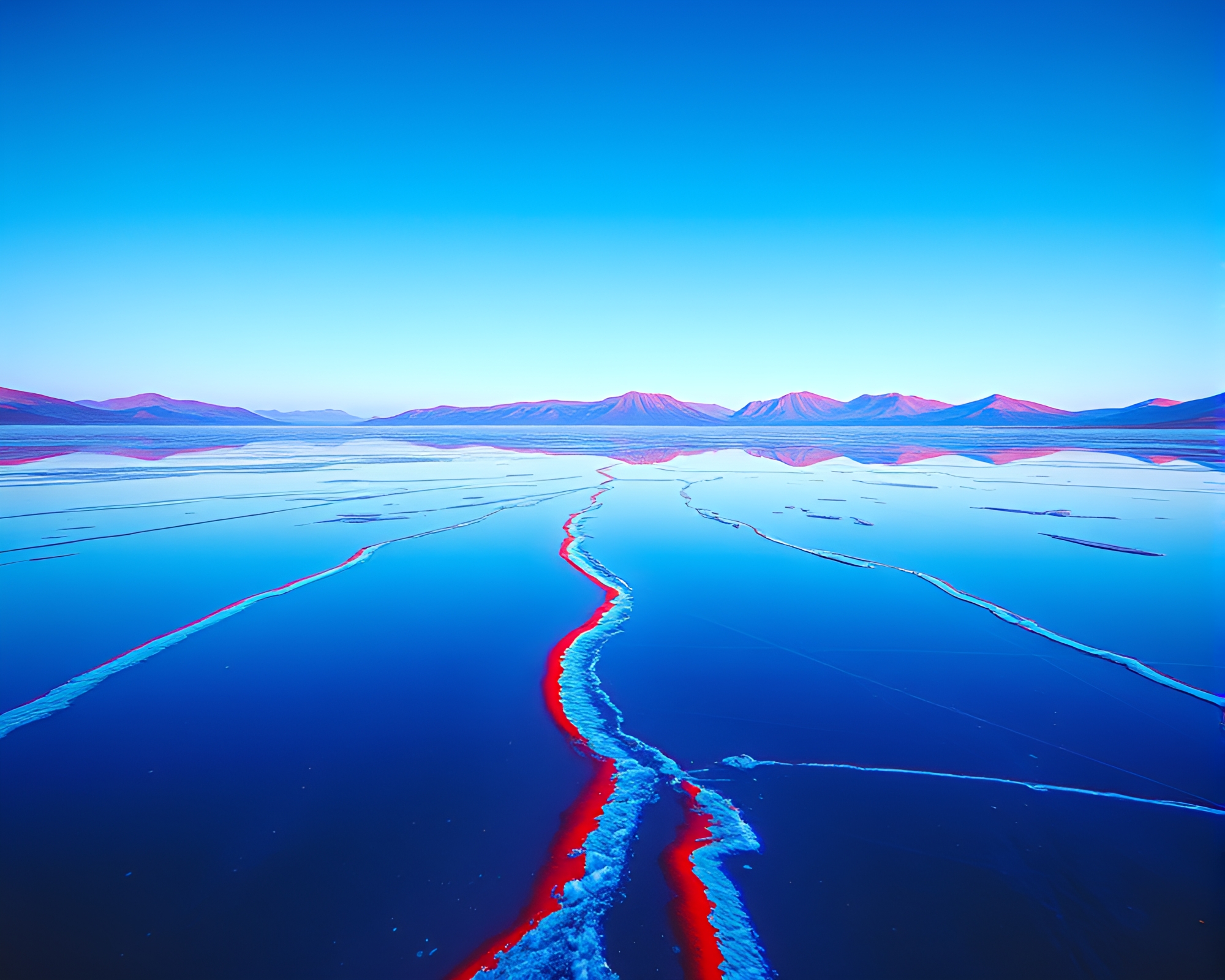 Neon Desert Mirage in Ice-Blue Anaglyph 3D – free AI stock image