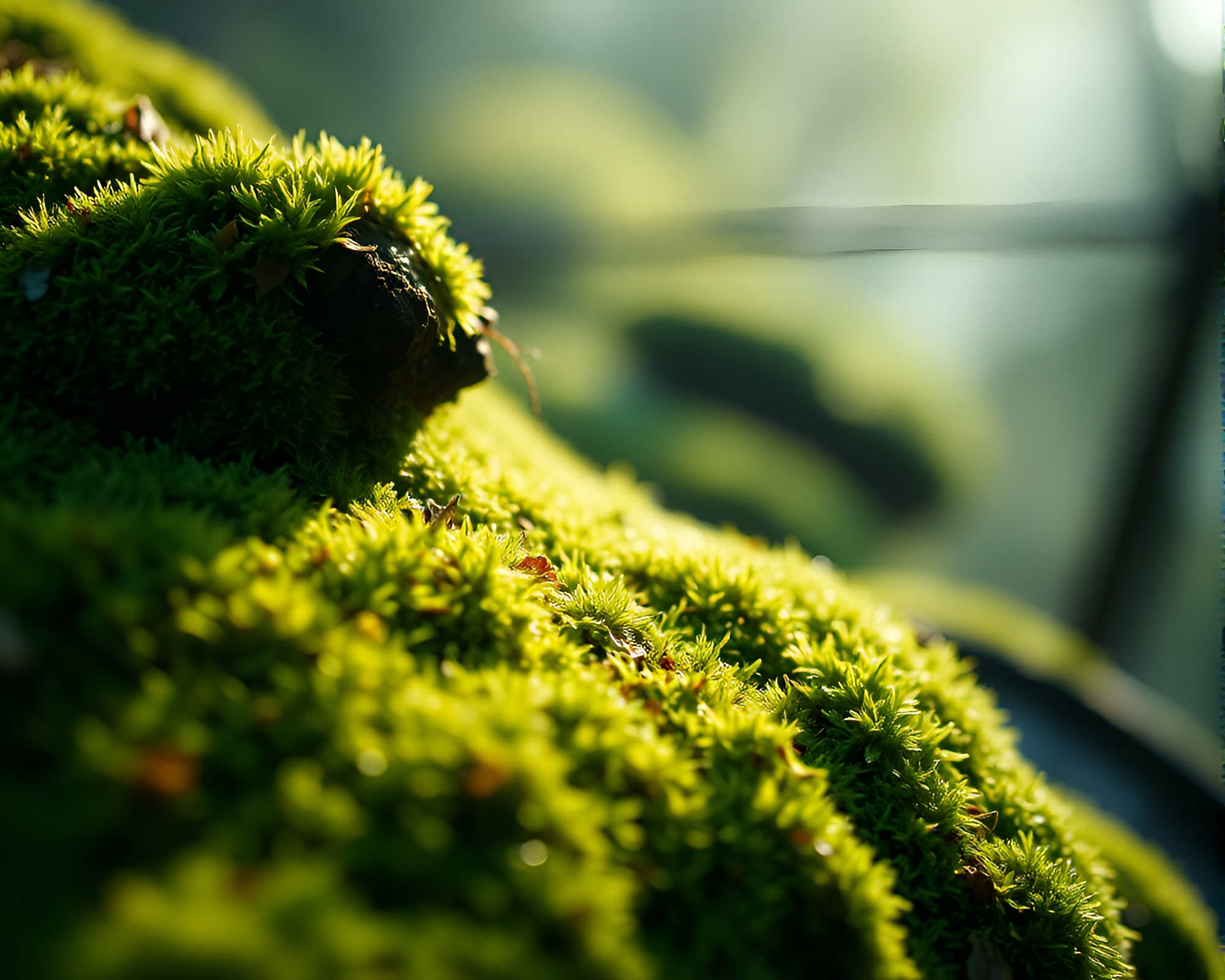 Enchanting Moss Growth Through Camera Lens – free AI stock image