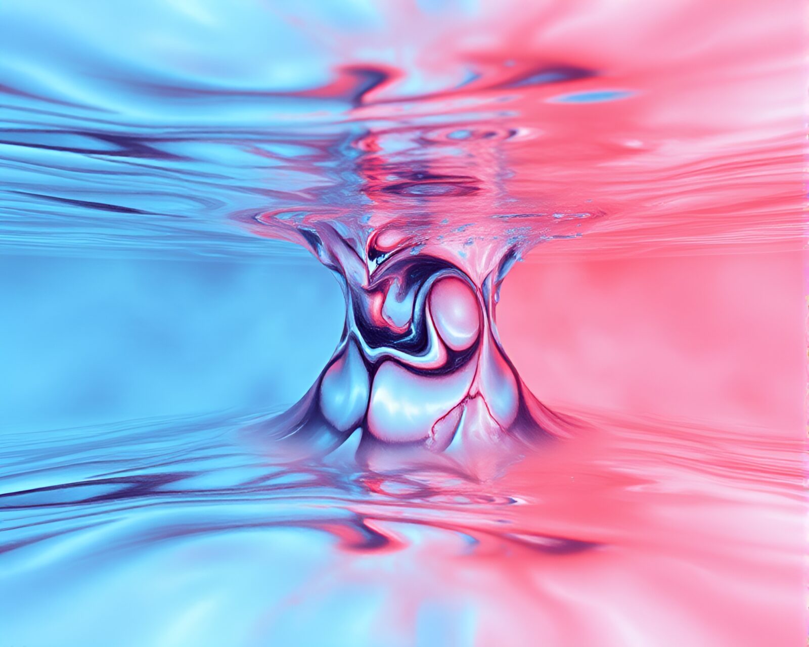 Optical illusion of water distortion in red-blue duotone