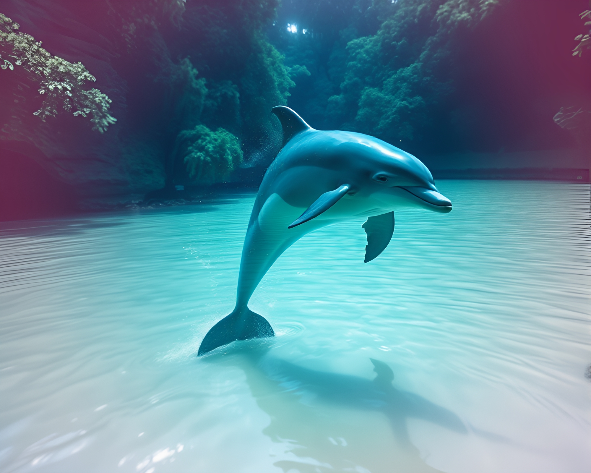 Fractal Amazon River Dolphin in Pastel Gradient Waters – free AI stock image