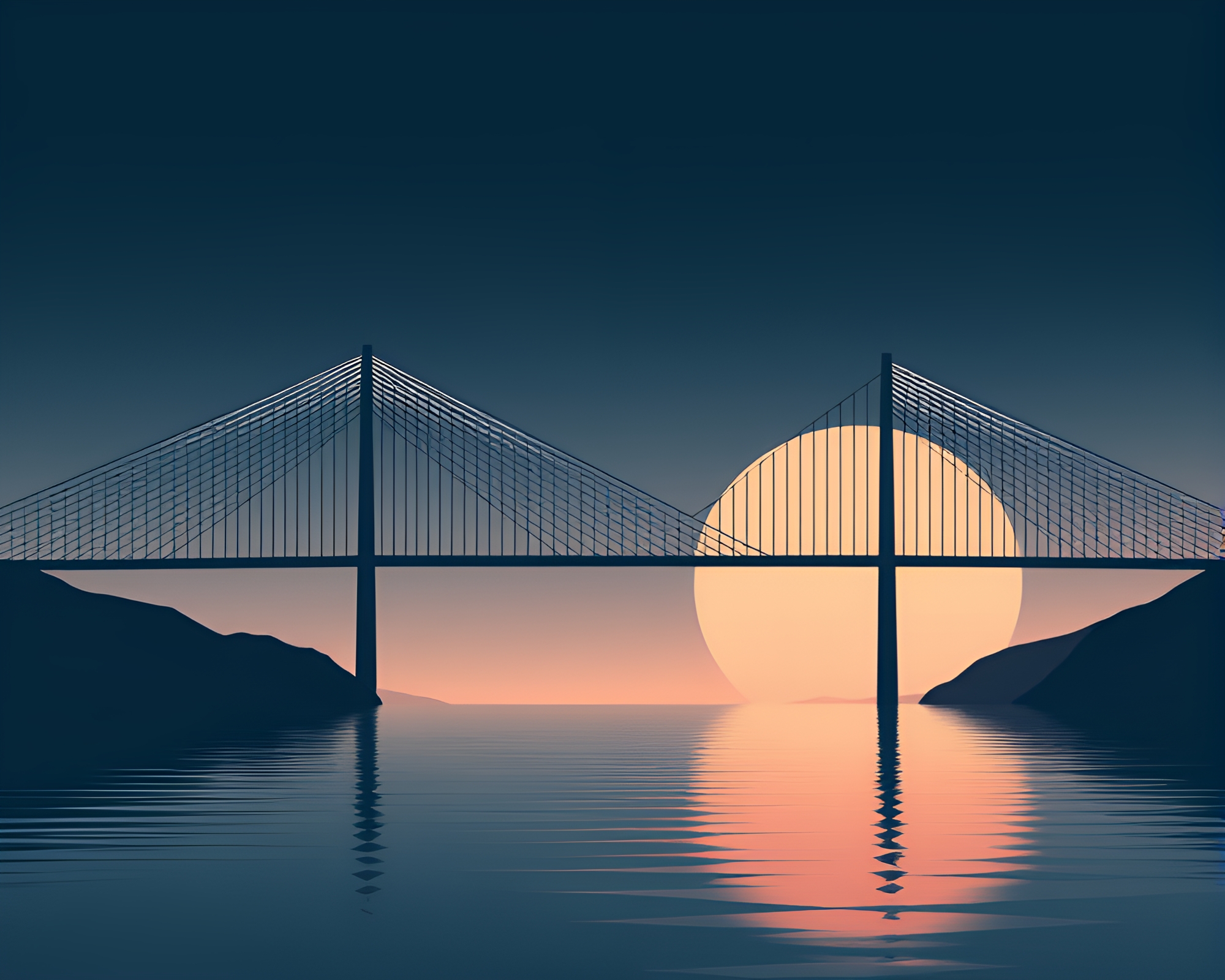 Minimalist Suspension Bridge in Split Toning – free AI stock image