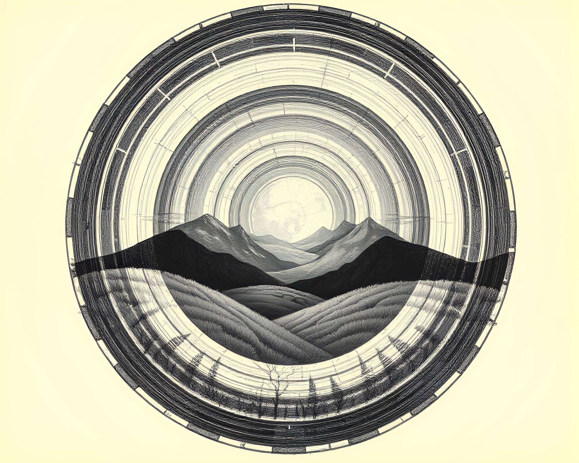 Golem Guardian in Digital Bloom Landscape Etching – free AI stock image