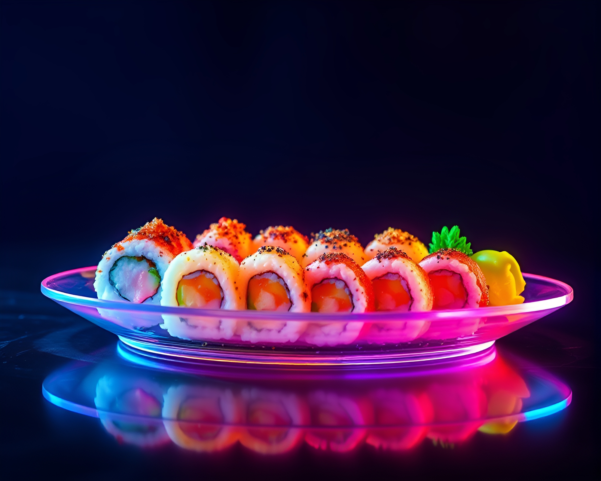 Sushi Rainbow: X-Ray Oceanscape in Peachy Glow – free AI stock image
