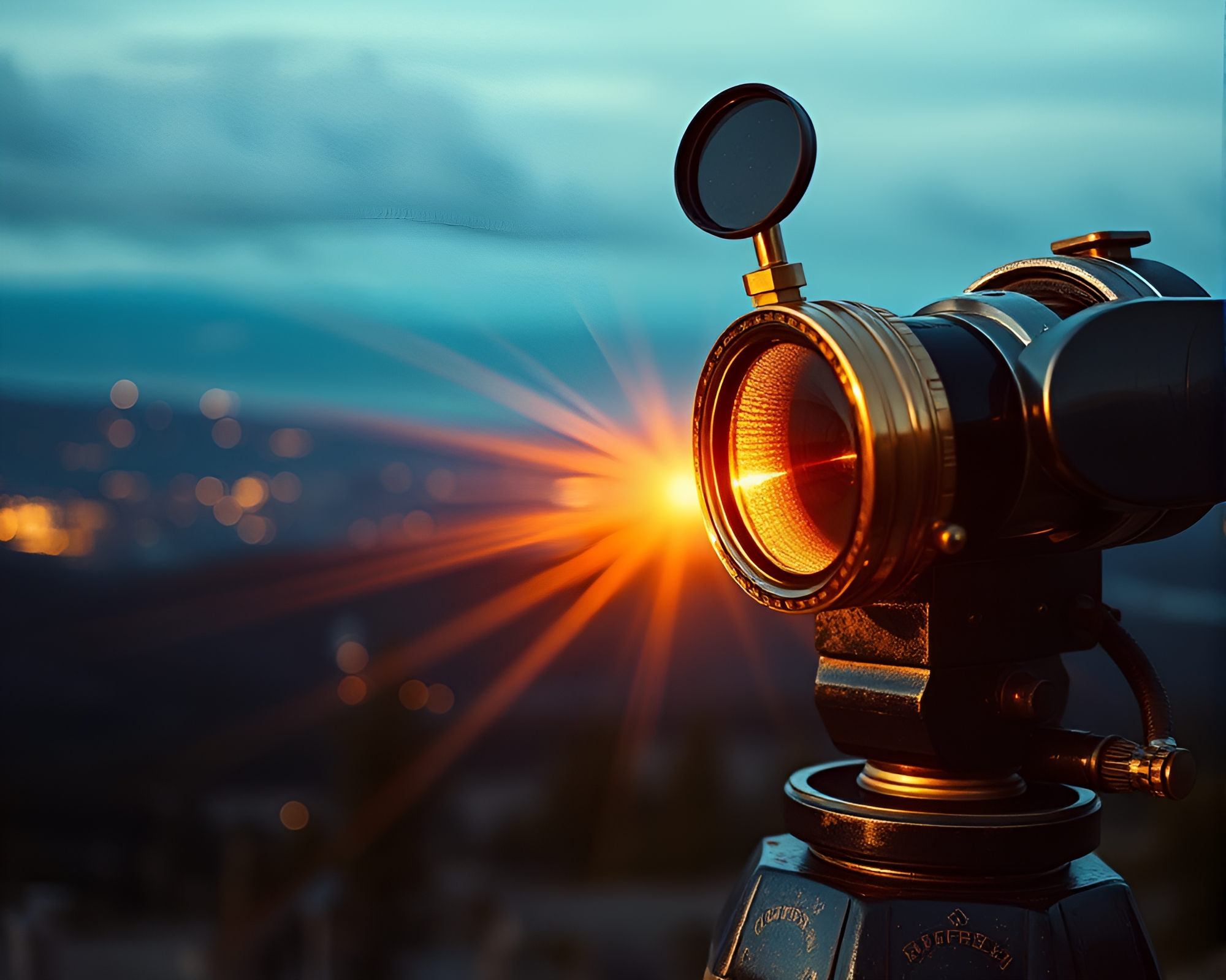 Vintage Telescope under Midday Sun with Gold Foil Accents – free AI stock image