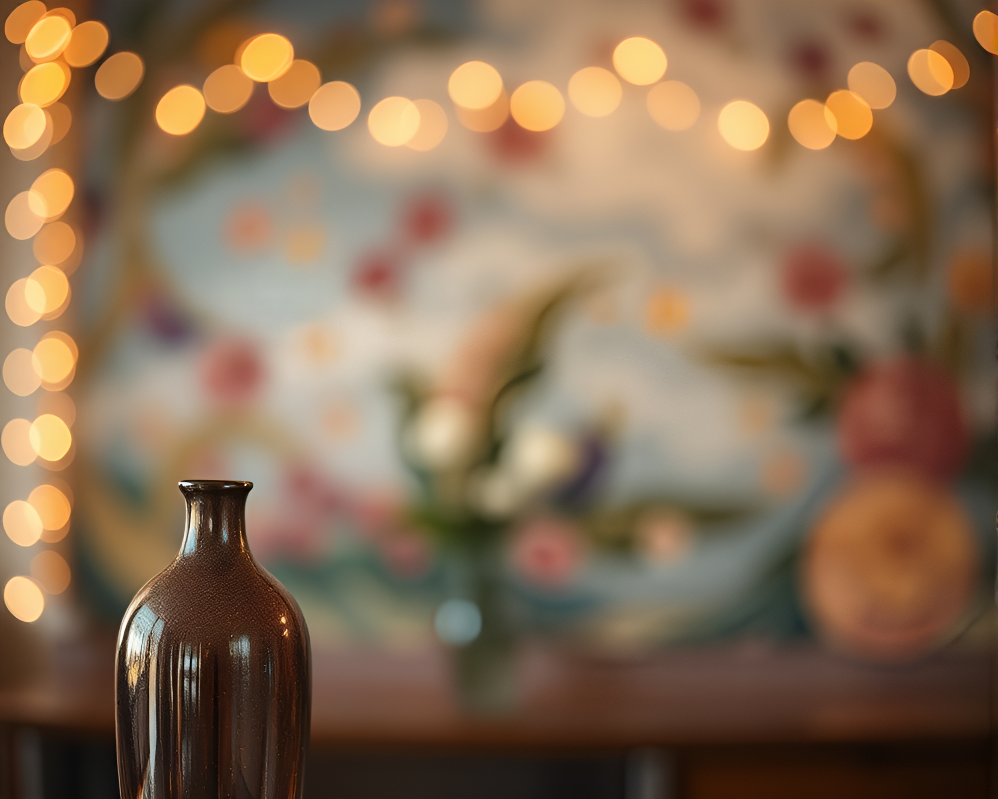 Ethereal Vase Illuminated by Bokeh Lights – free AI stock image