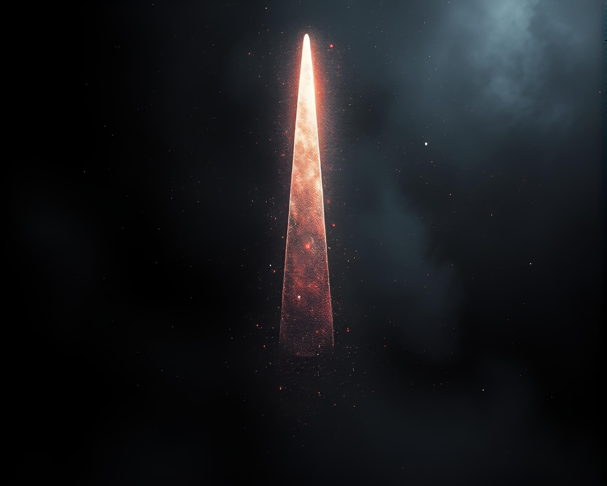 Futuristic HUD Obelisk Illuminated by Glitter Dust – free AI stock image