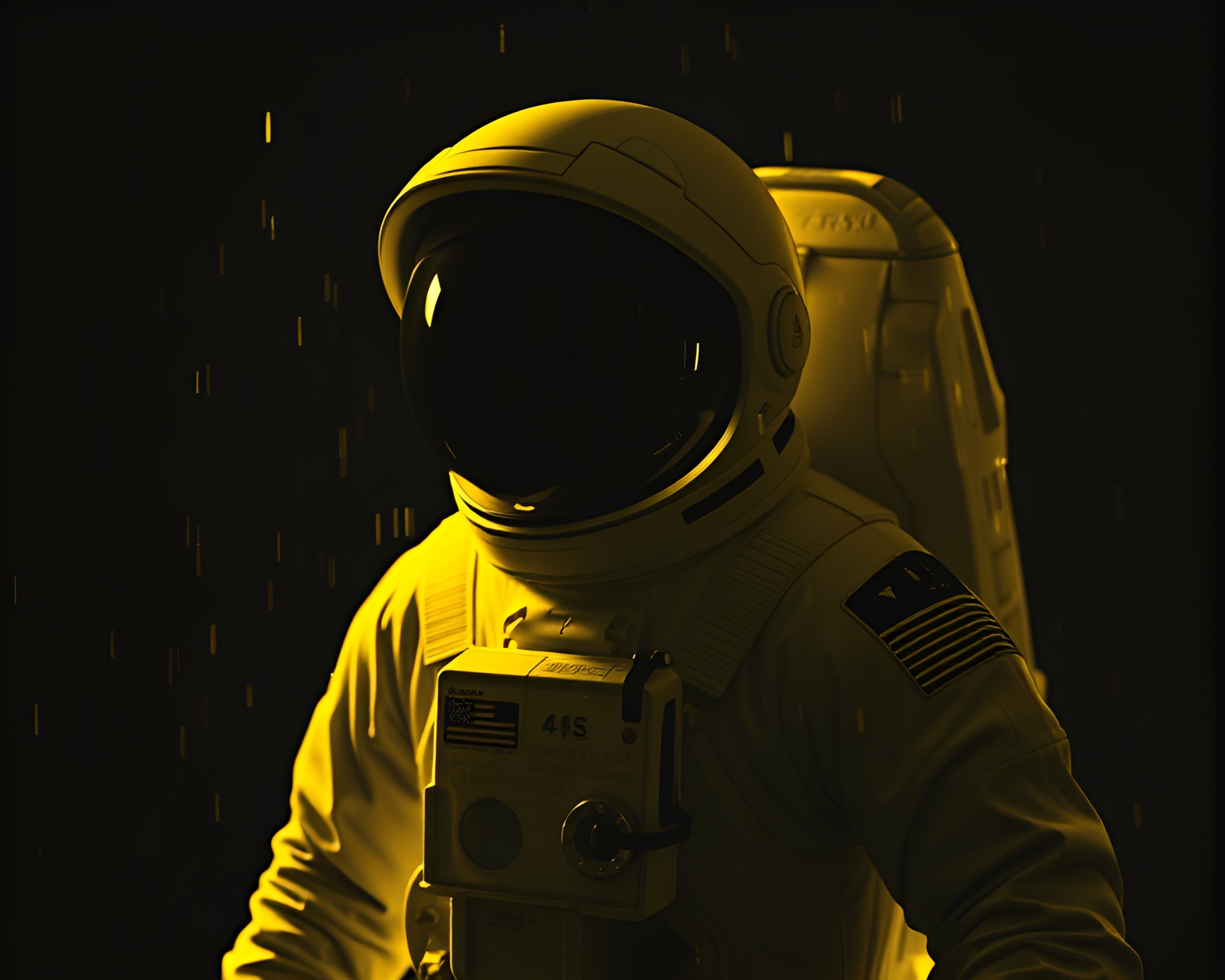 Astronaut in Monochrome Yellow Space Exploration – free AI stock image