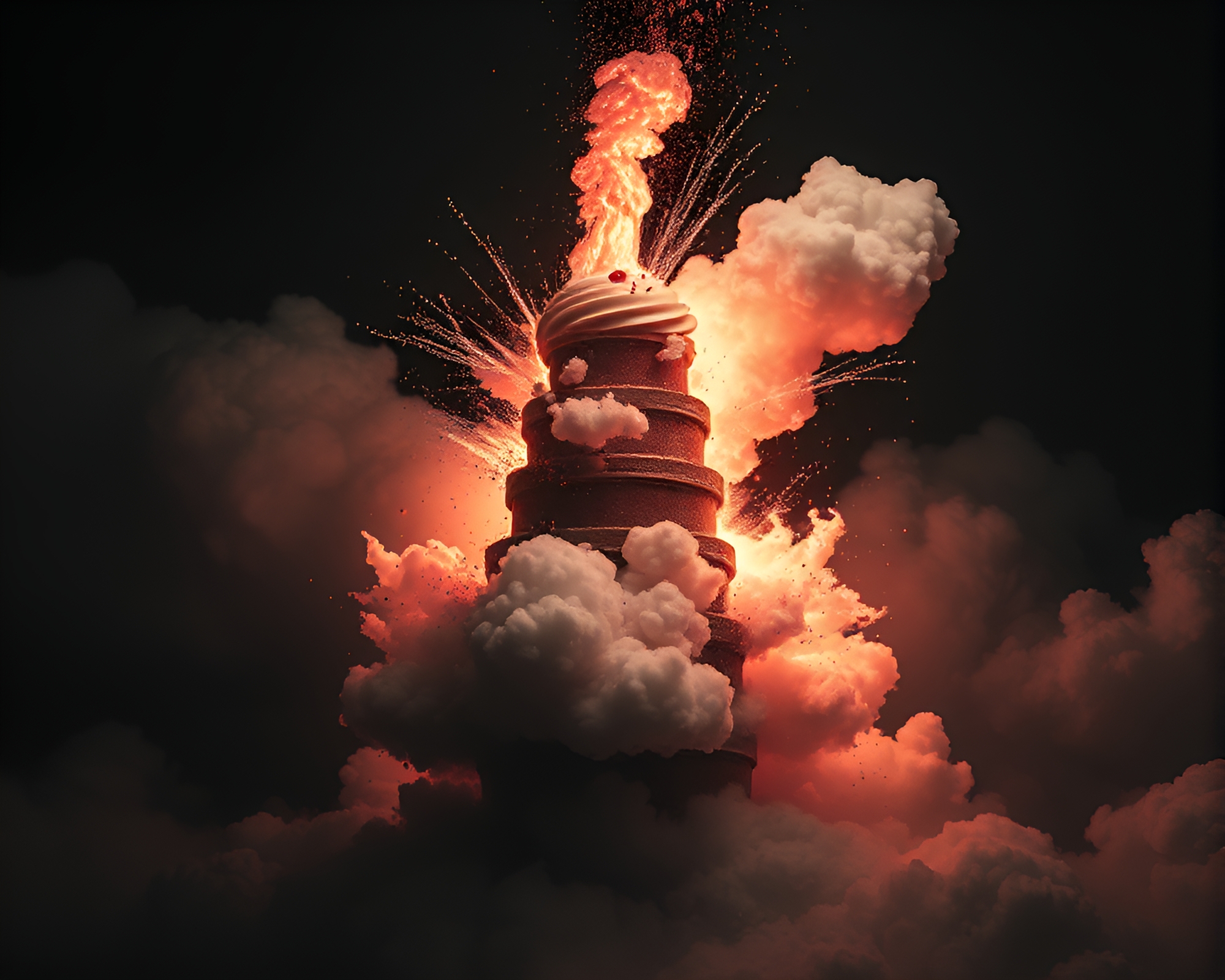 Necromantic Cupcake Explosion: A Noir Delight – free AI stock image
