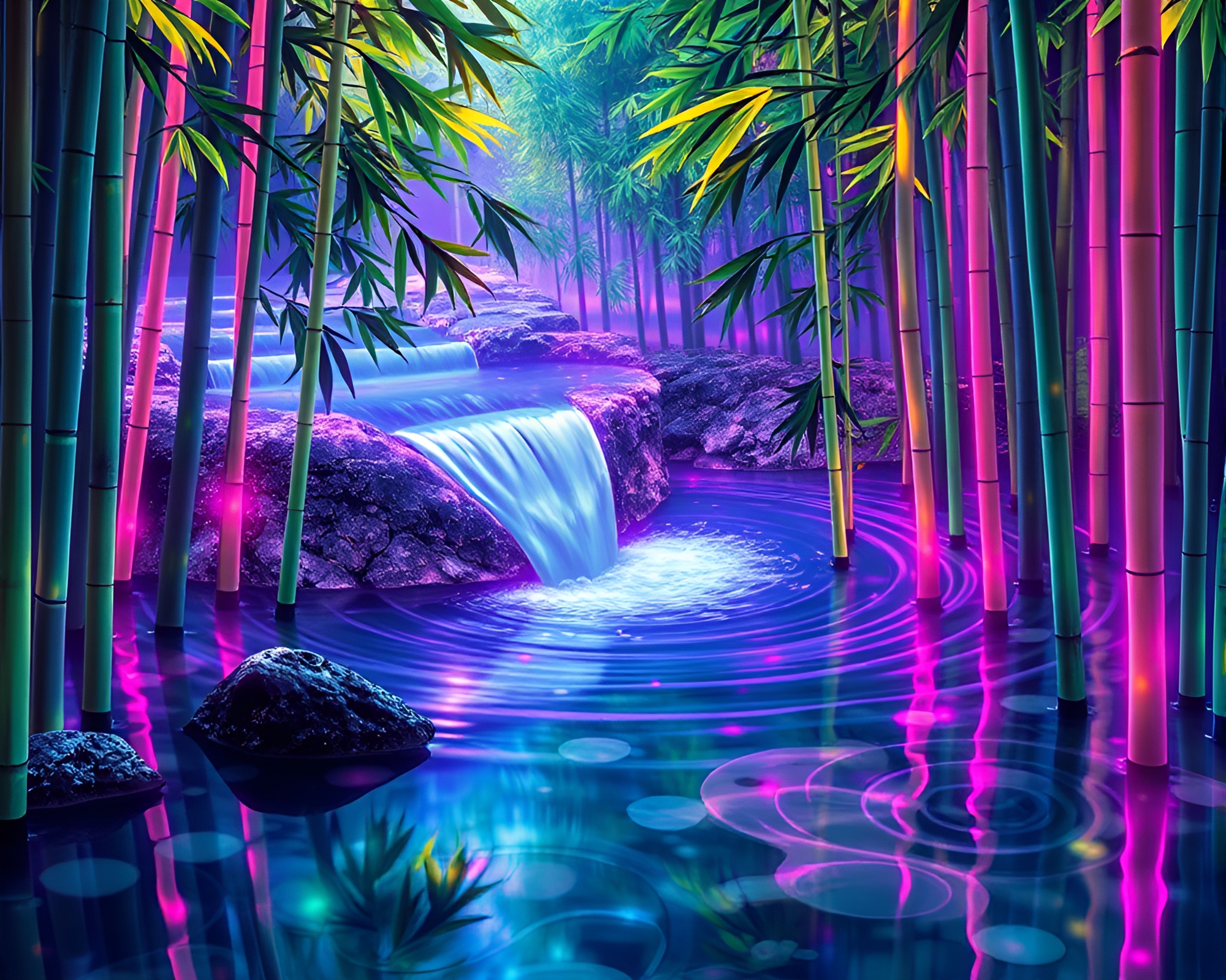 Bamboo Grove Water Whirlpool Fantasia – free AI stock image