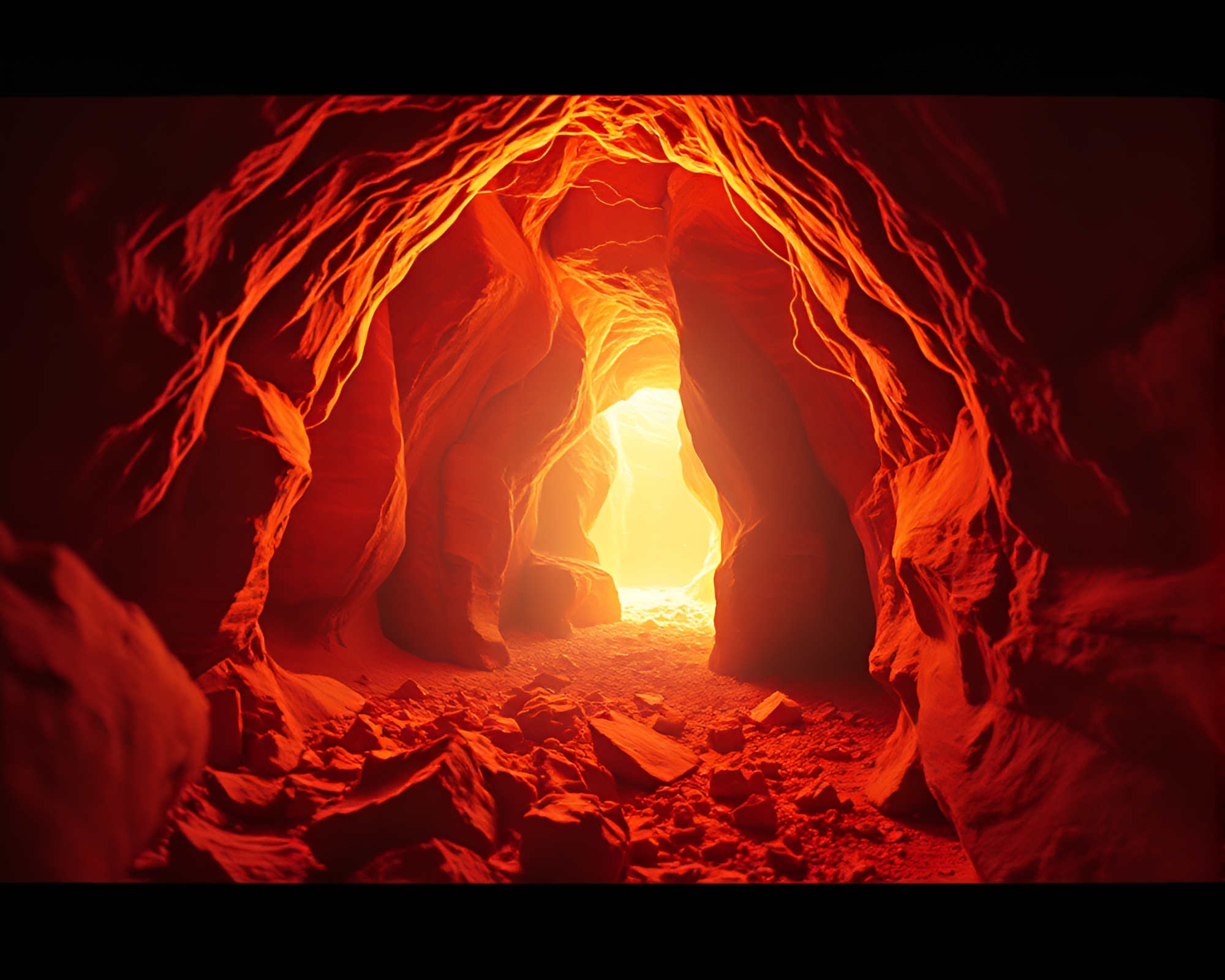 Vintage VHS Cave Film Burns Distortion Art – free AI stock image