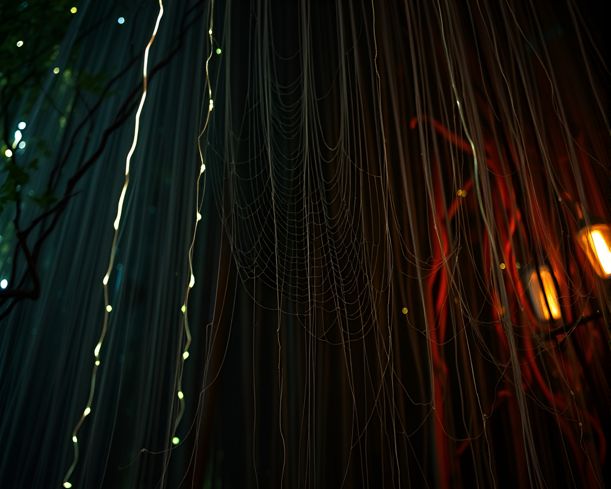 Enchanted Neon Grove: Cobweb Dance – free AI stock image
