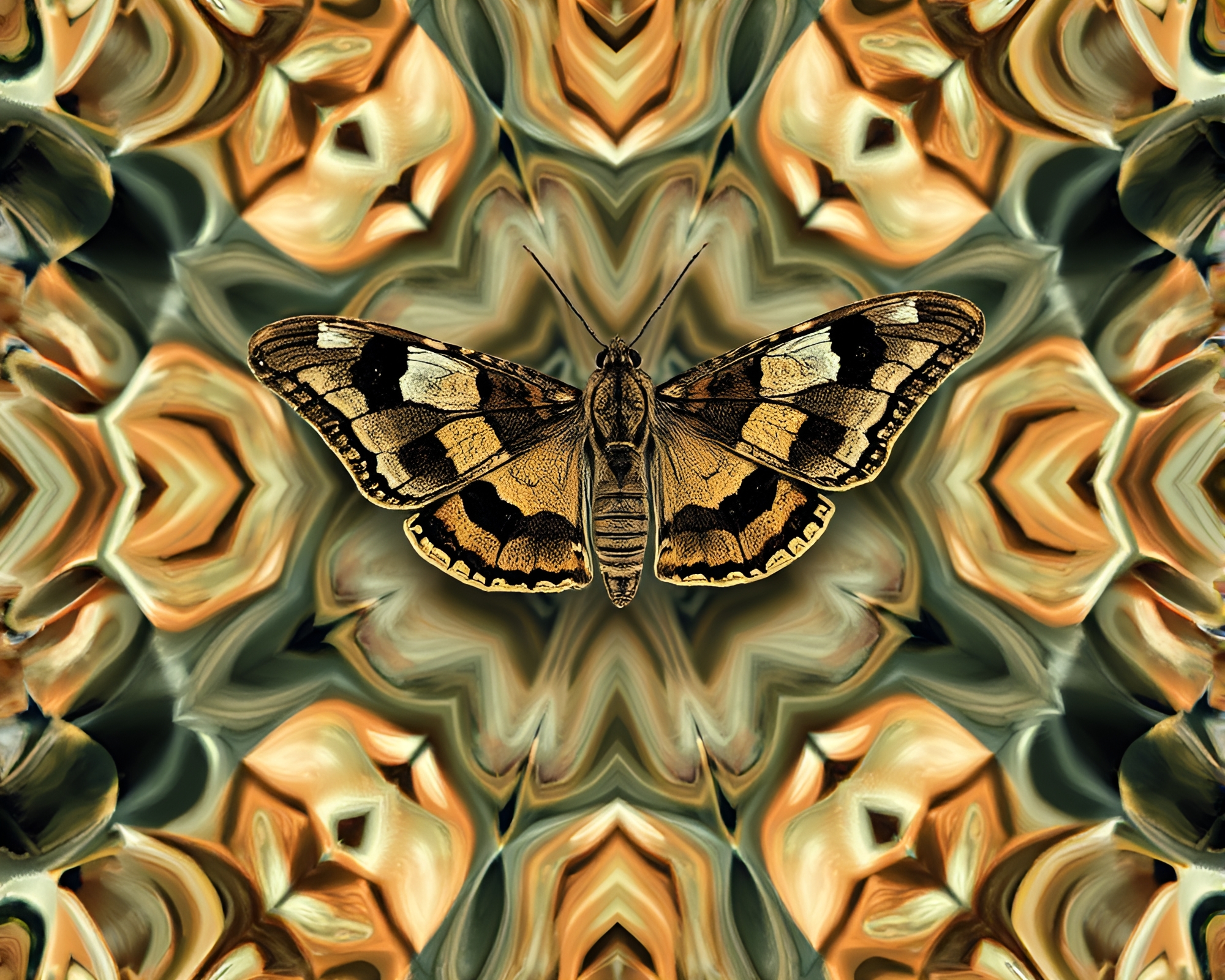 Moth-inspired Geometric Patterns with VHS Distortion – free AI stock image