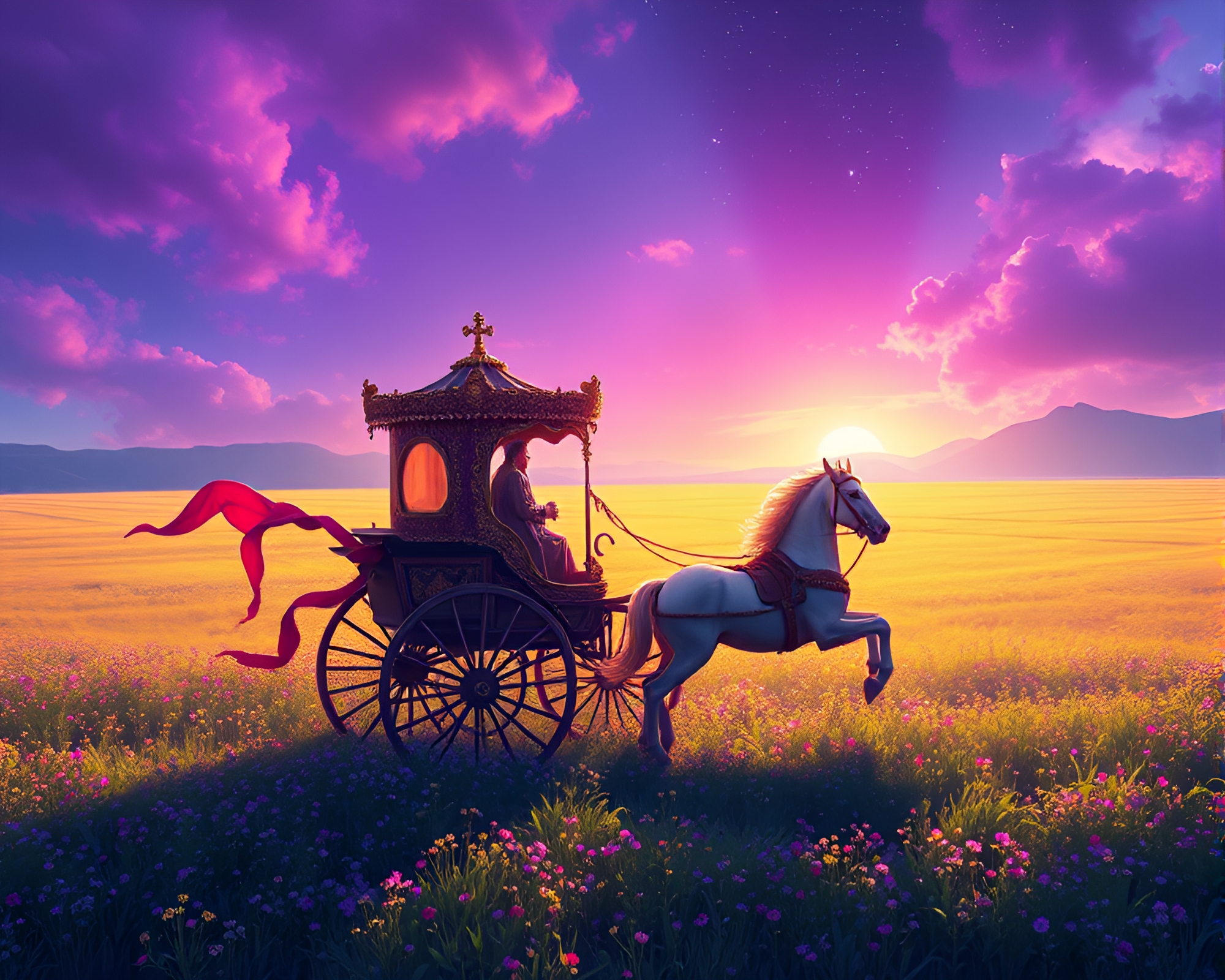 Chariot in Ultraviolet Color Field Frame – free AI stock image