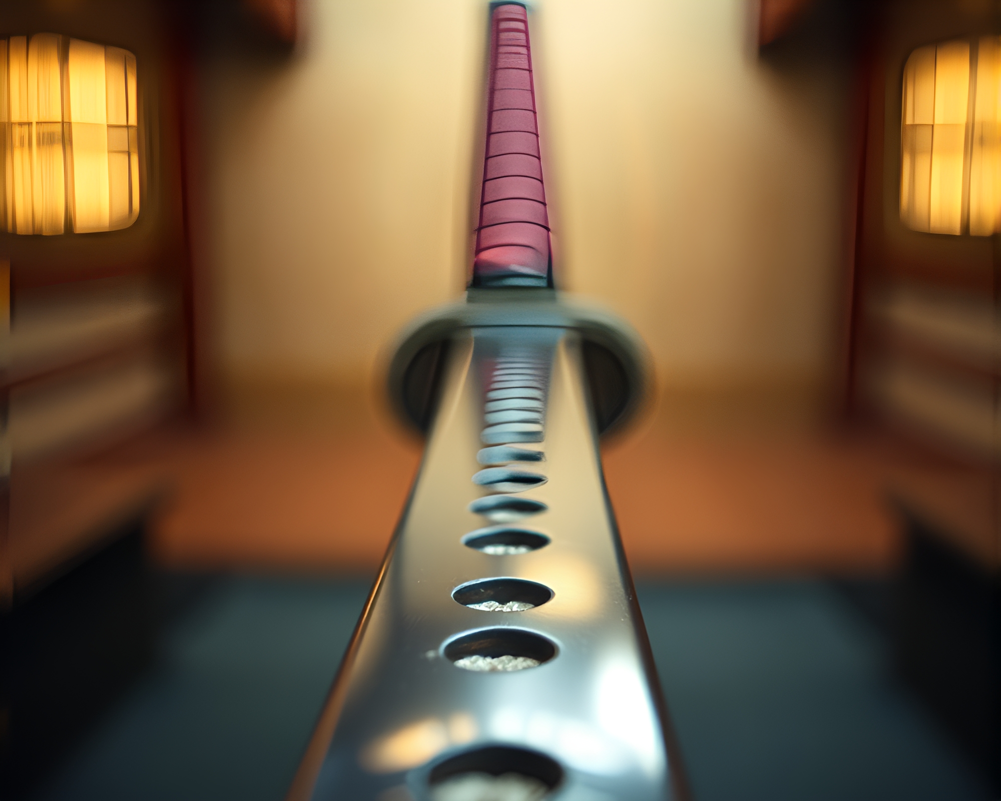 Samurai warrior wields split focus blade in pastel dream – free AI stock image