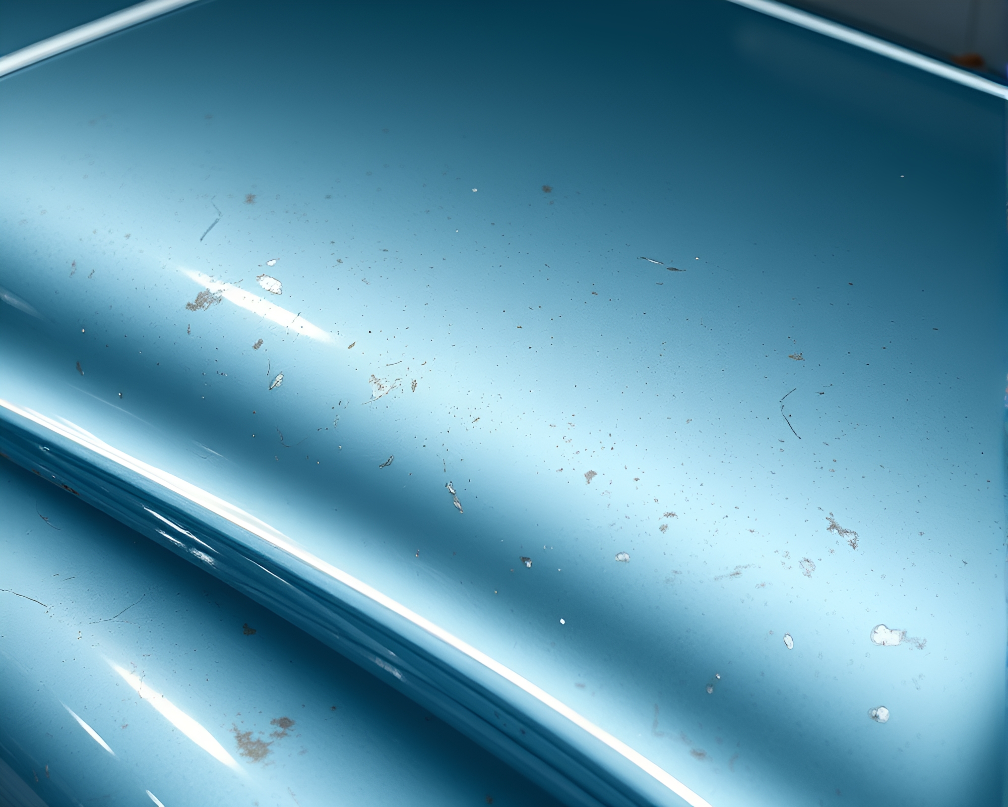 Vintage Arctic Blue Car Contoured with Metallic Scratches – free AI stock image