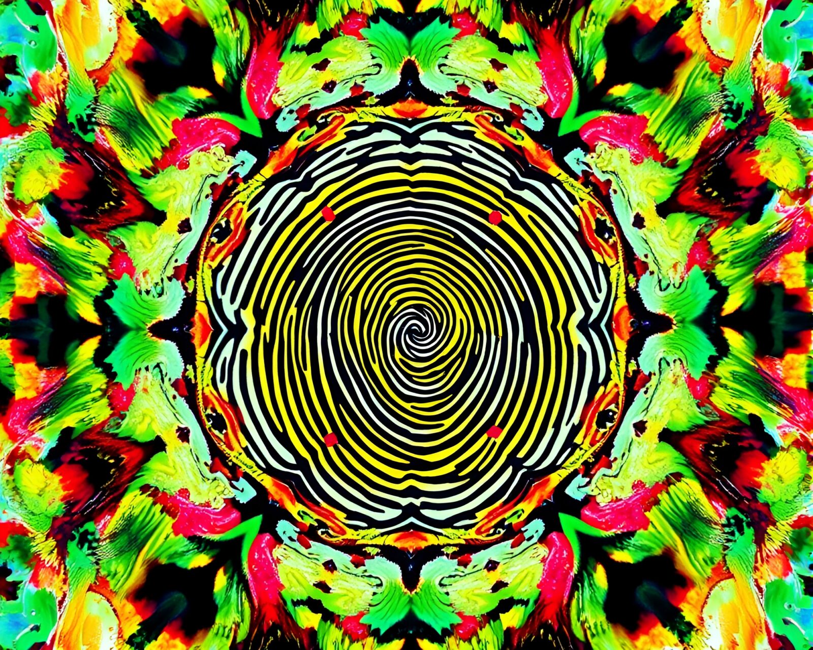 Colorful swirls of fingerprints in a mesmerizing kaleidoscope pattern