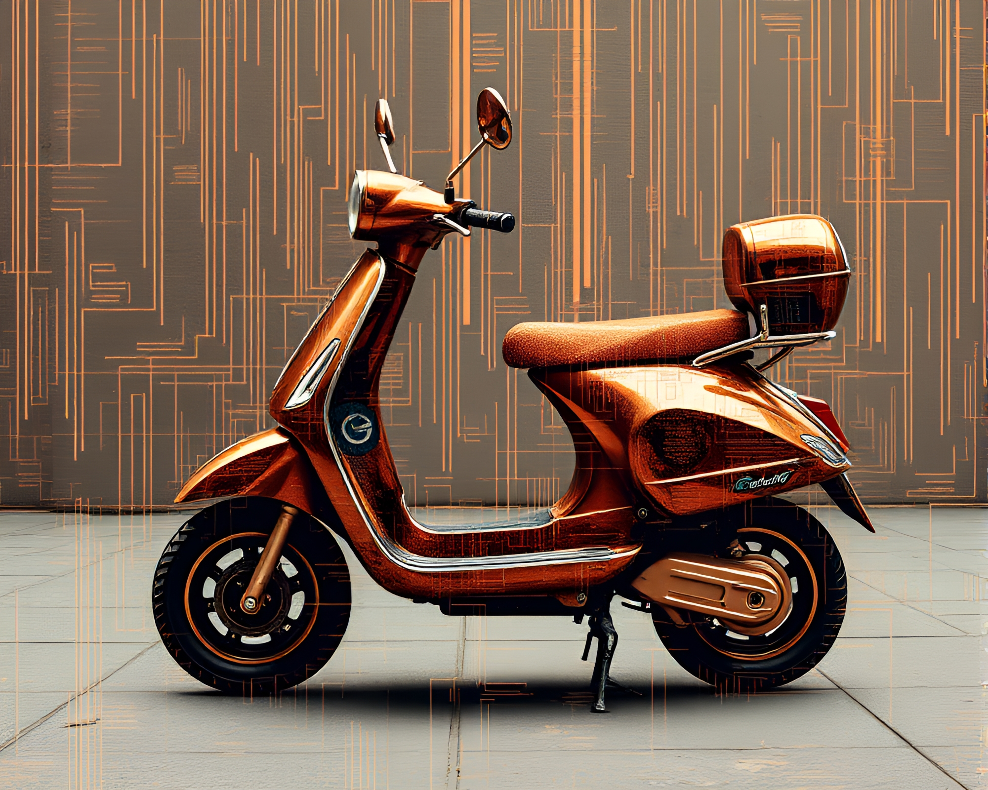 Bronze Patina Electric Scooter Glitch Art – free AI stock image