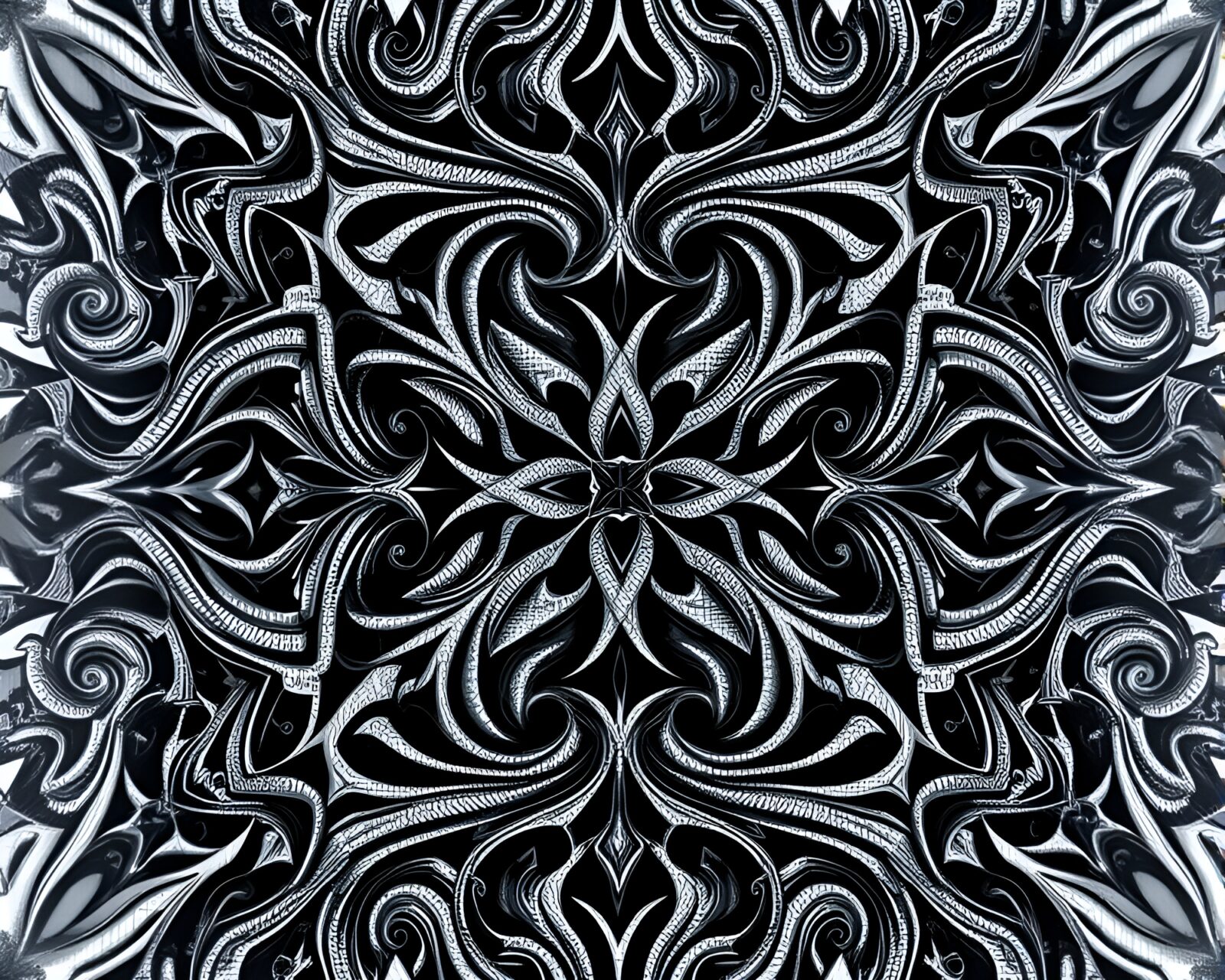 A mesmerizing blend of fractals and tessellations in faded denim hues