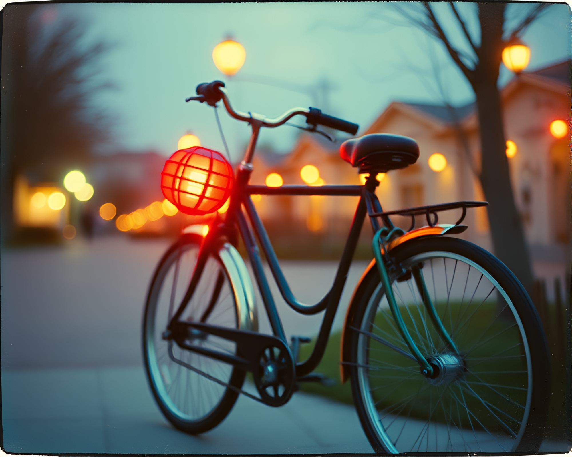 Solar-Powered Bike in Stained Glass Vintage Aesthetic – free AI stock image