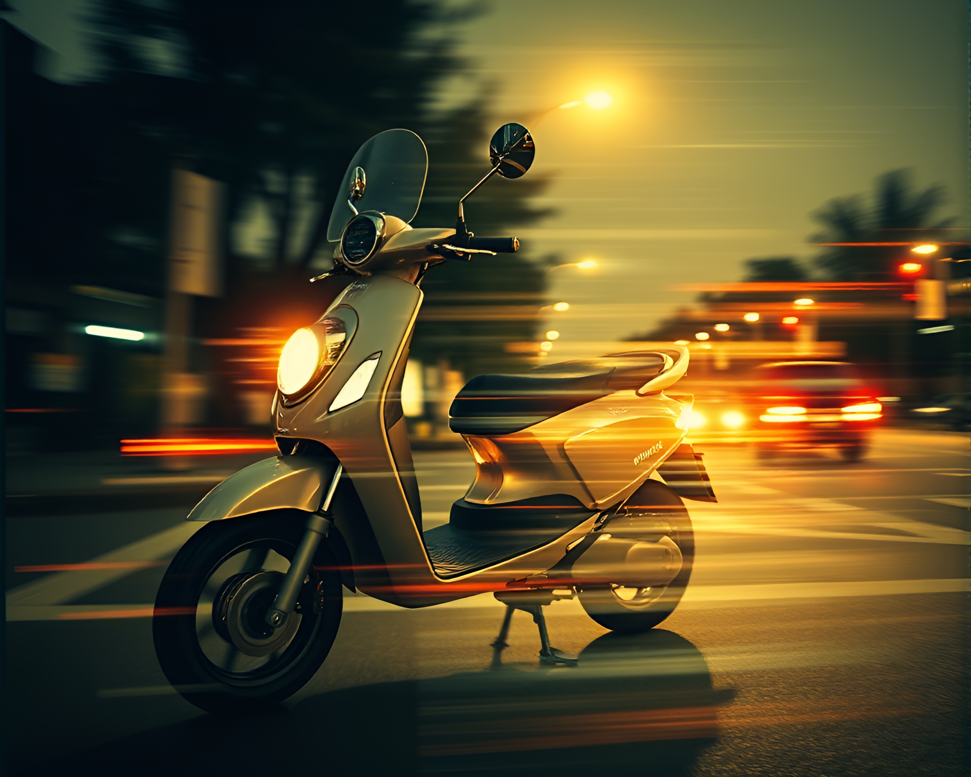 Electric scooter in double exposure algorithmic art – free AI stock image