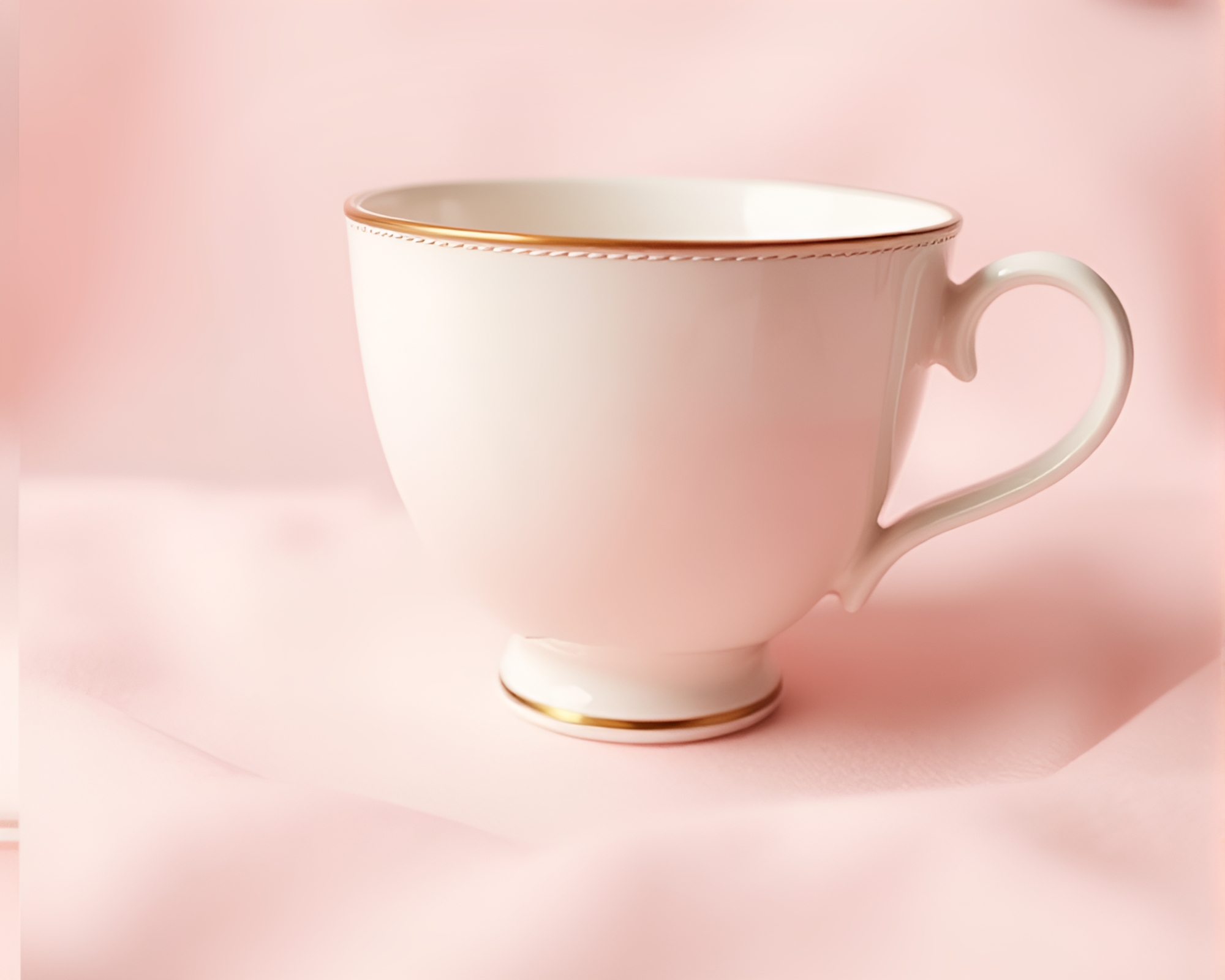 Floating Tea Cup Stitched Pattern Contouring Composition – free AI stock image